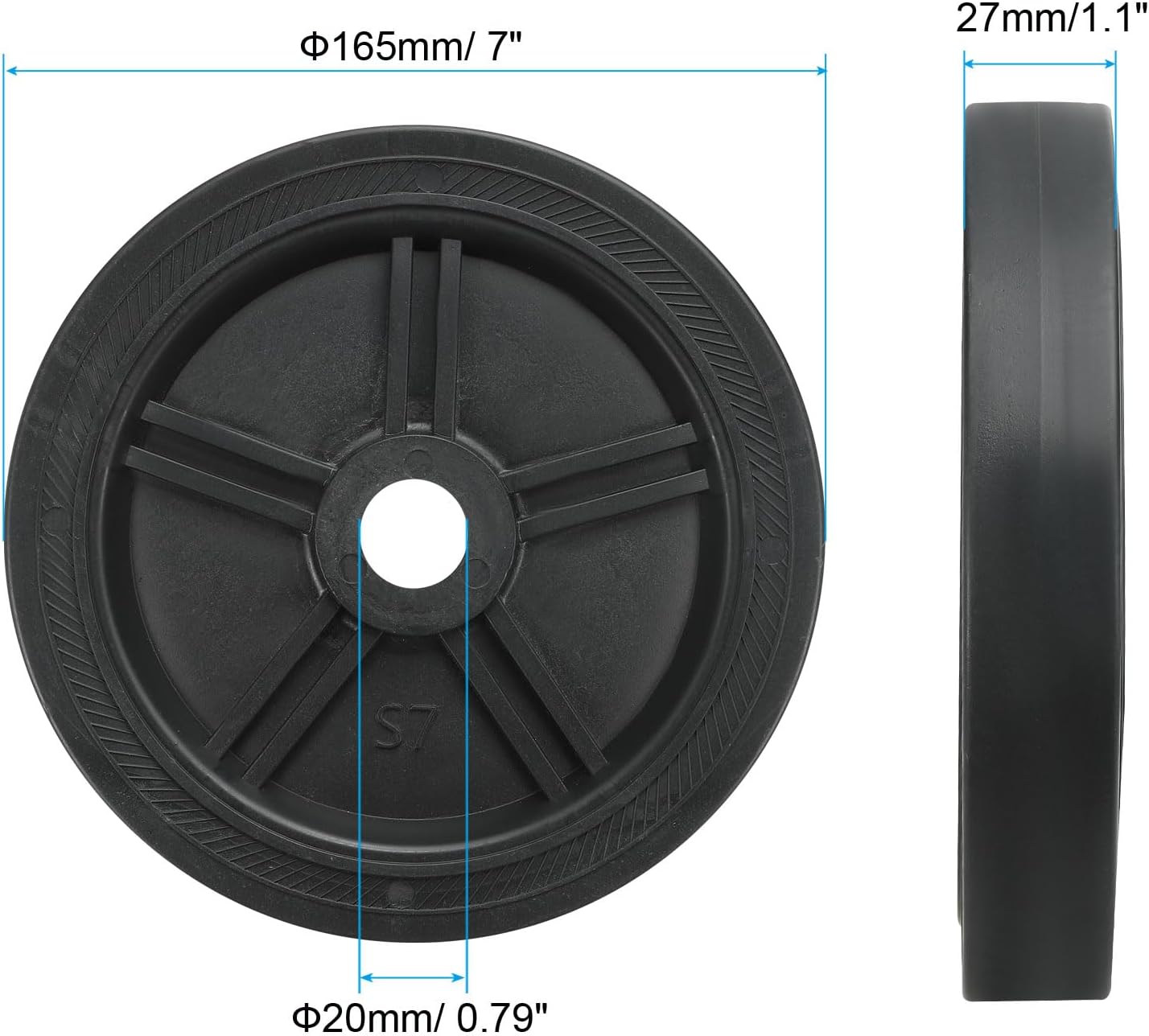 PATIKIL 7" Air Compressor Wheels, Universal Air Compressor Wheel Replacement Part Air Compressor Replacement Wheels with 0.8" Dia Hole for Easy Mobility, Black