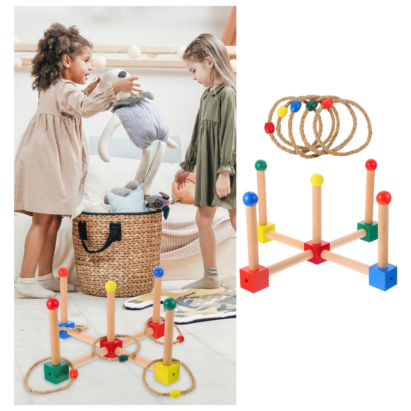 Toyvian Garten Quoits Satz für Interaktives Ringwurfspiel zur Konzentration und Koordination Outdoor für Draußen Zufällige Farbe