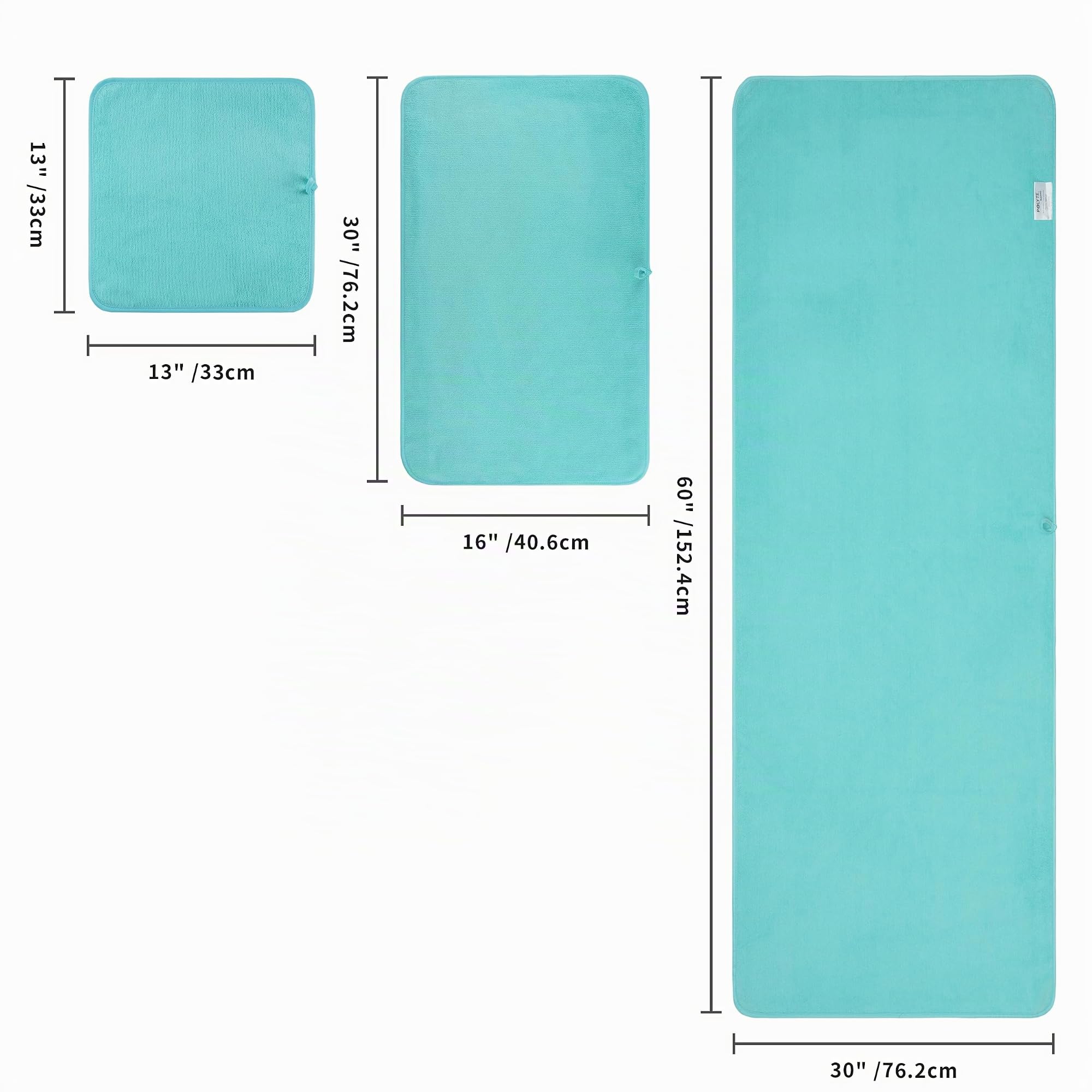 POLYTE Lot de 6 serviettes de bain surdimensionnées en microfibre non pelucheuses, à séchage rapide, 152,4 x 76,2 cm, turquoise