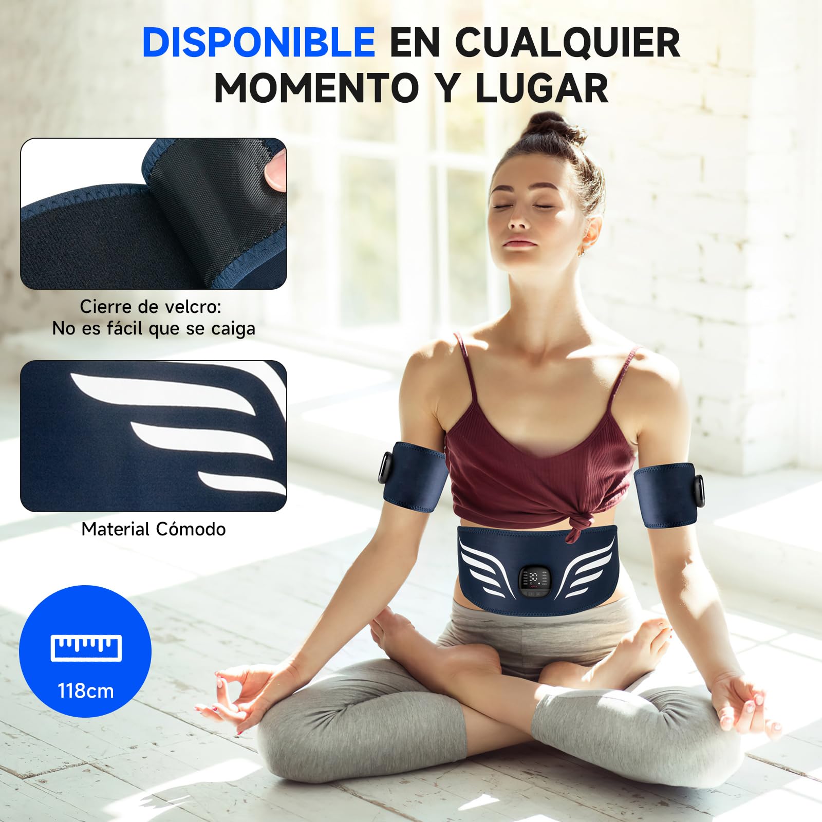 Profey Electroestimulador Abdominal, 10 Modos Y 30 Intensidades Electroestimulador Muscular, EMS Abdominales Electroestimulacion para Abdominales Brazos Piernas, Electrodos de Aluminio
