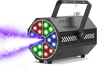 Fog Smoke Machine with 18 RGB LED Lights, 300ml Tank, Fast Warm-Up, Multiple Effects, 500W, for Halloween, Parties, DJ Stage, Weddings Indoor Outdoor