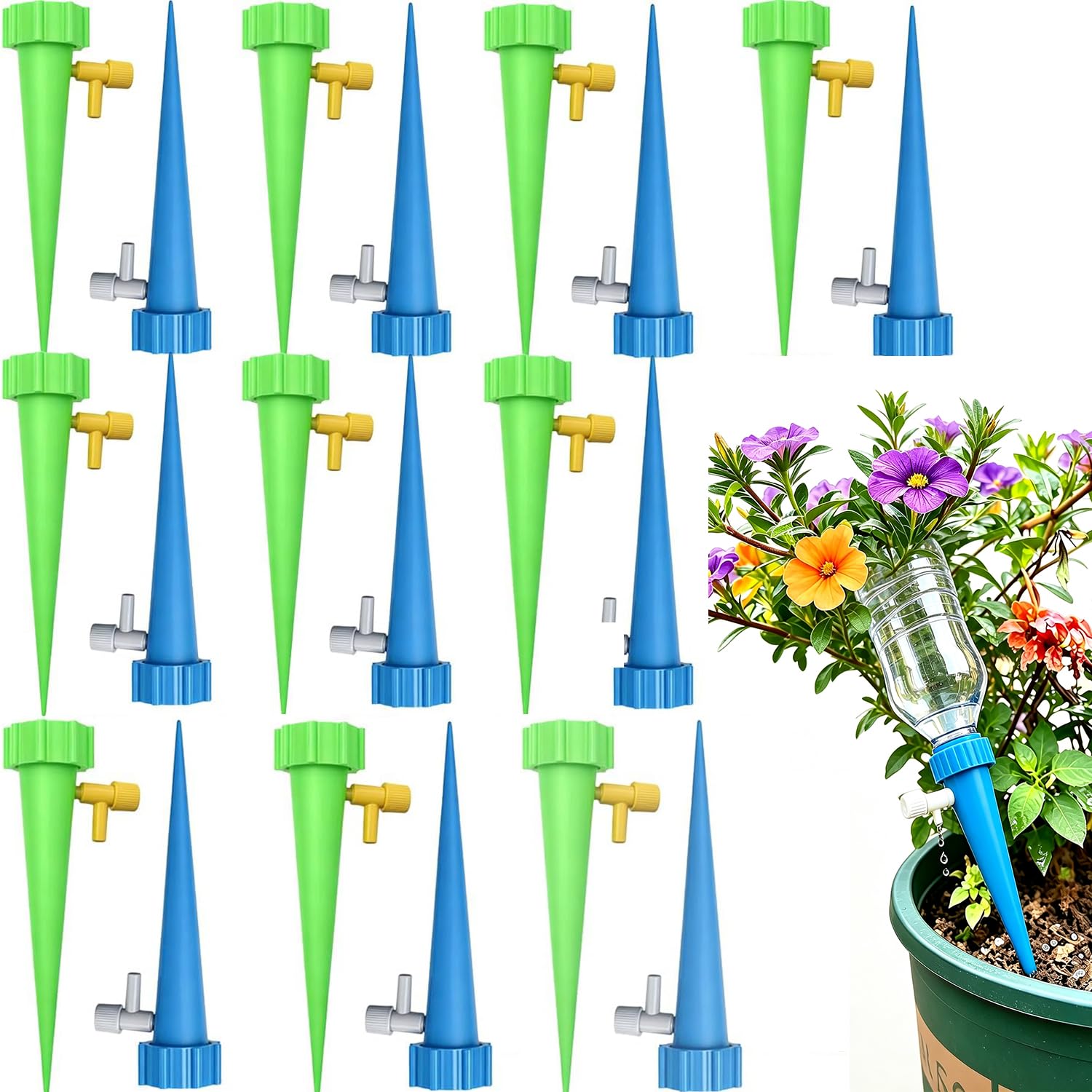20x Plant Waterer, Automatic Plant Watering Spike with Control Valve Switch
