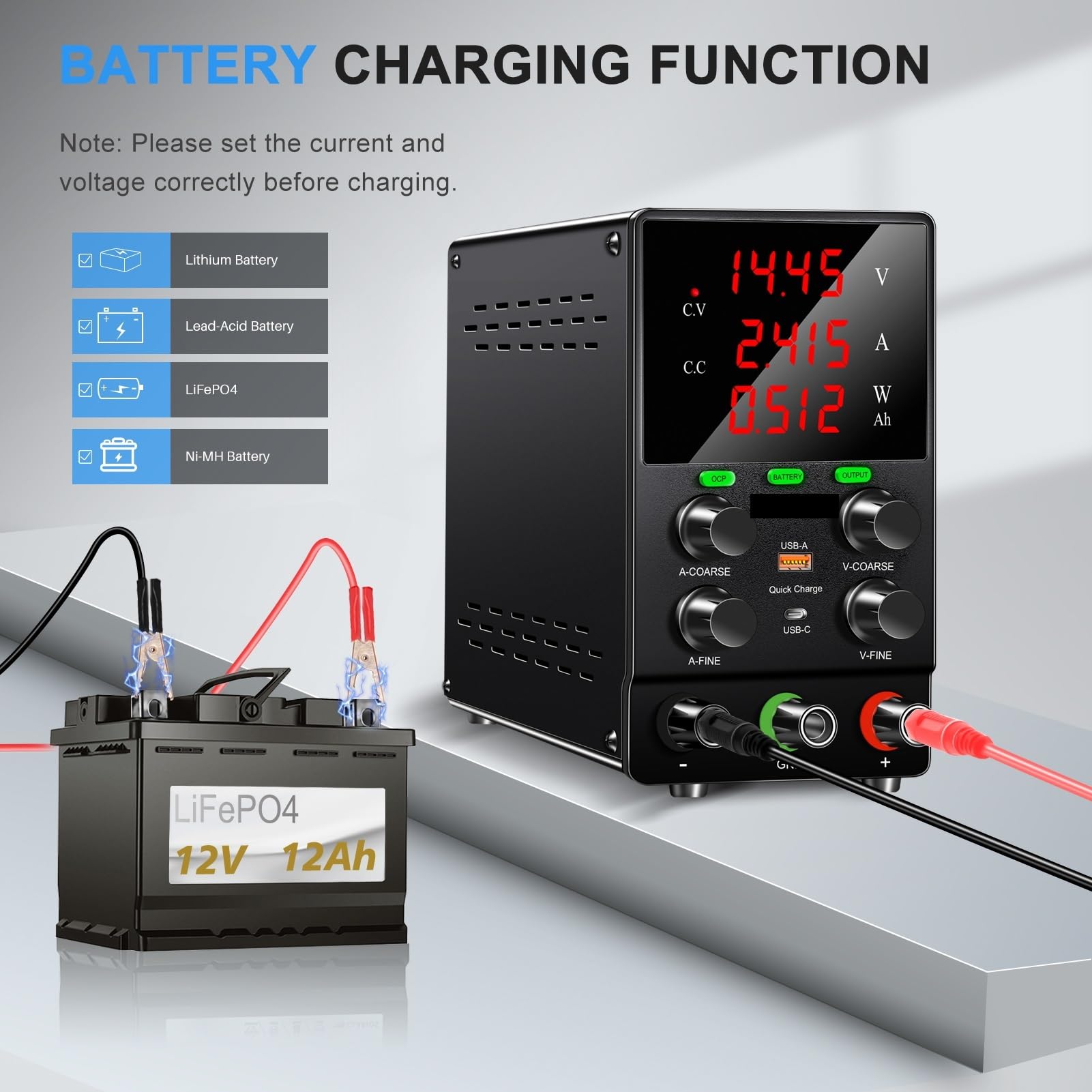 Alimentation Laboratoire, Alimentation de laboratoire CC avec sortie OCP, chargeur de batterie, régulateur de tension ajustable, source d'alimentation de laboratoire(SPS3010S(30V10A))