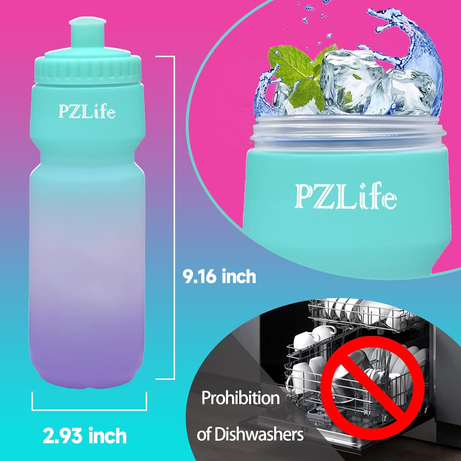 24oz Bike Squeeze Water Bottle, BPA Free Cycling Water Bottle,Leakproof, with Capacity Scale w/Pull Top Lid, Reusable Sport Water Bottle, for Bicycle, Gym,Running 4Pack