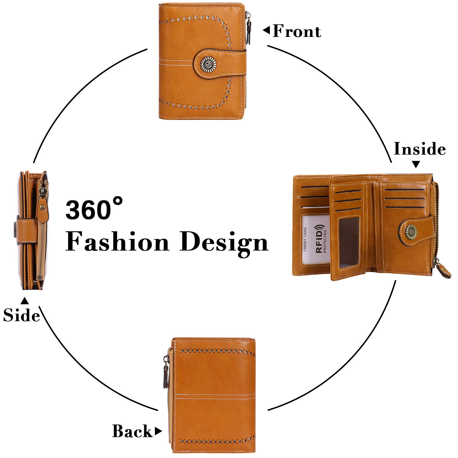 HUA ANGEL Donna Lunga Clutch Portafoglio Grande Capacità Cerniera Portamonete Borsa per Cellulare Pelle PU Pochette da Polso con Multiple Slot per Schede Carte di Credito Contanti Fatture