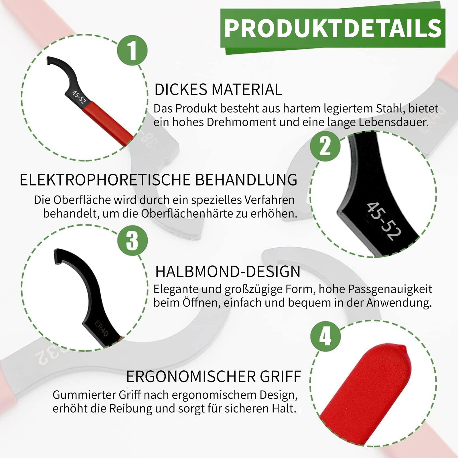 9-Teiliges Hakenschlüssel, SchlüSsel Werkzeug Satz Stoß Spanner Haken-Schraubenschlüssel, C-Form Schraubenschlüssel für Fahrwerksystem