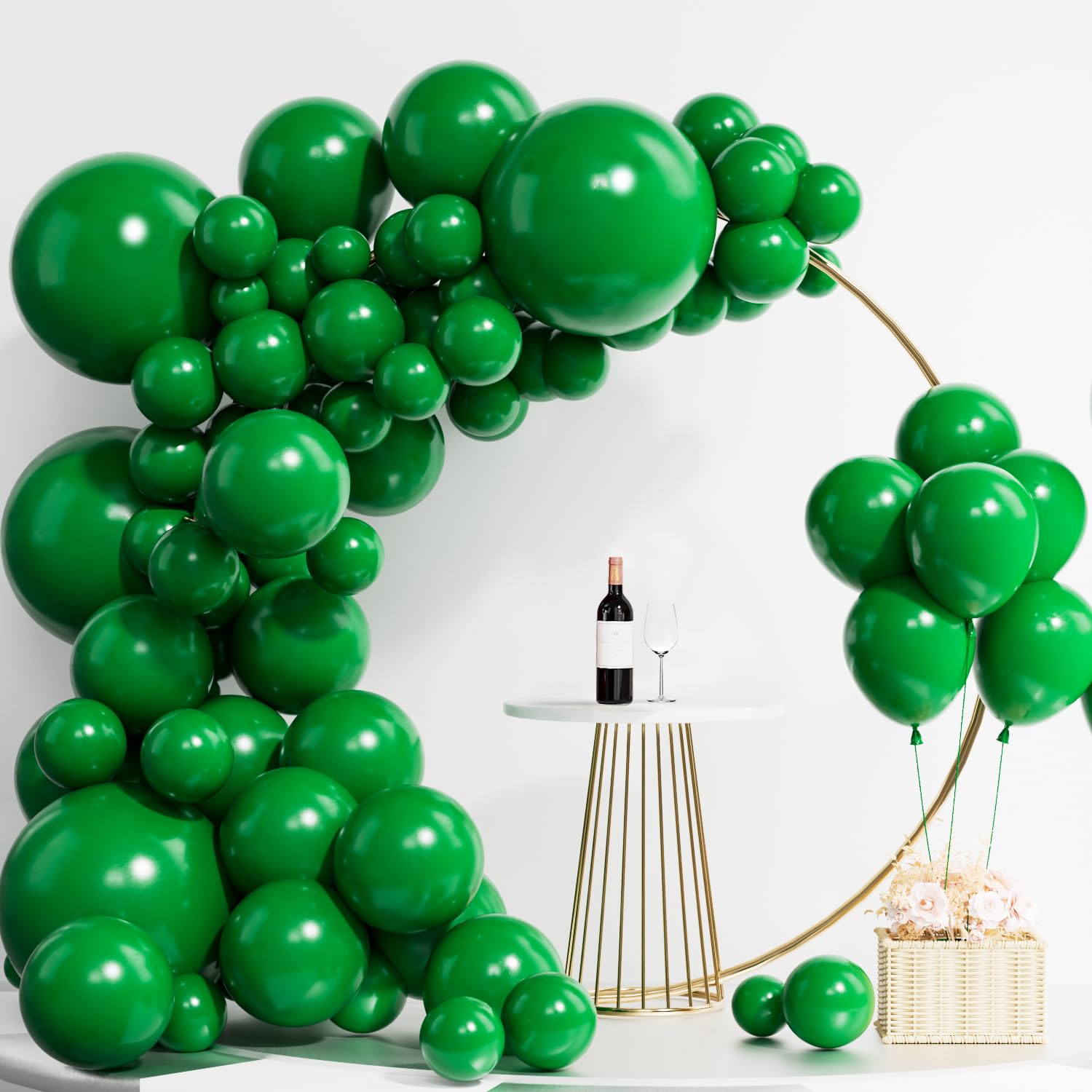 Labeol Green Balloons Different Sizes 151PCS 18/12/10/5 Inch Dark Green Balloon Garland Arch Kit Quality Latex Balloons Green Decorations for Party Birthday Graduation Wedding