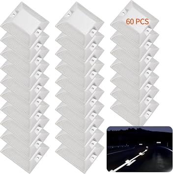 40 PCS Road Reflectors, Reflective Pavement Markers, 3.7 x 3.7 in Driveway Stud Markers, Double-Sided High-Visibility Lenses, Screw-Mount Plastic Road Markers for Asphalt Concrete, Parking Lots (40)