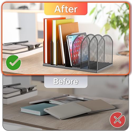 Miniatura 5 de Paquete de 2 organizadores de archivos verticales de metal de 7 secciones, clasificador de letras pequeñas de oficina, organizador de archivos de