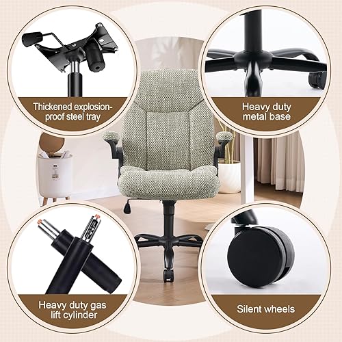 Miniatura 2 de Cloth Office Chair Fabric Desk Chair Mid Back Executive Ergonomic Back Support Comfortable Home Computer Chair with Padded Flip-up Armrest Swivel