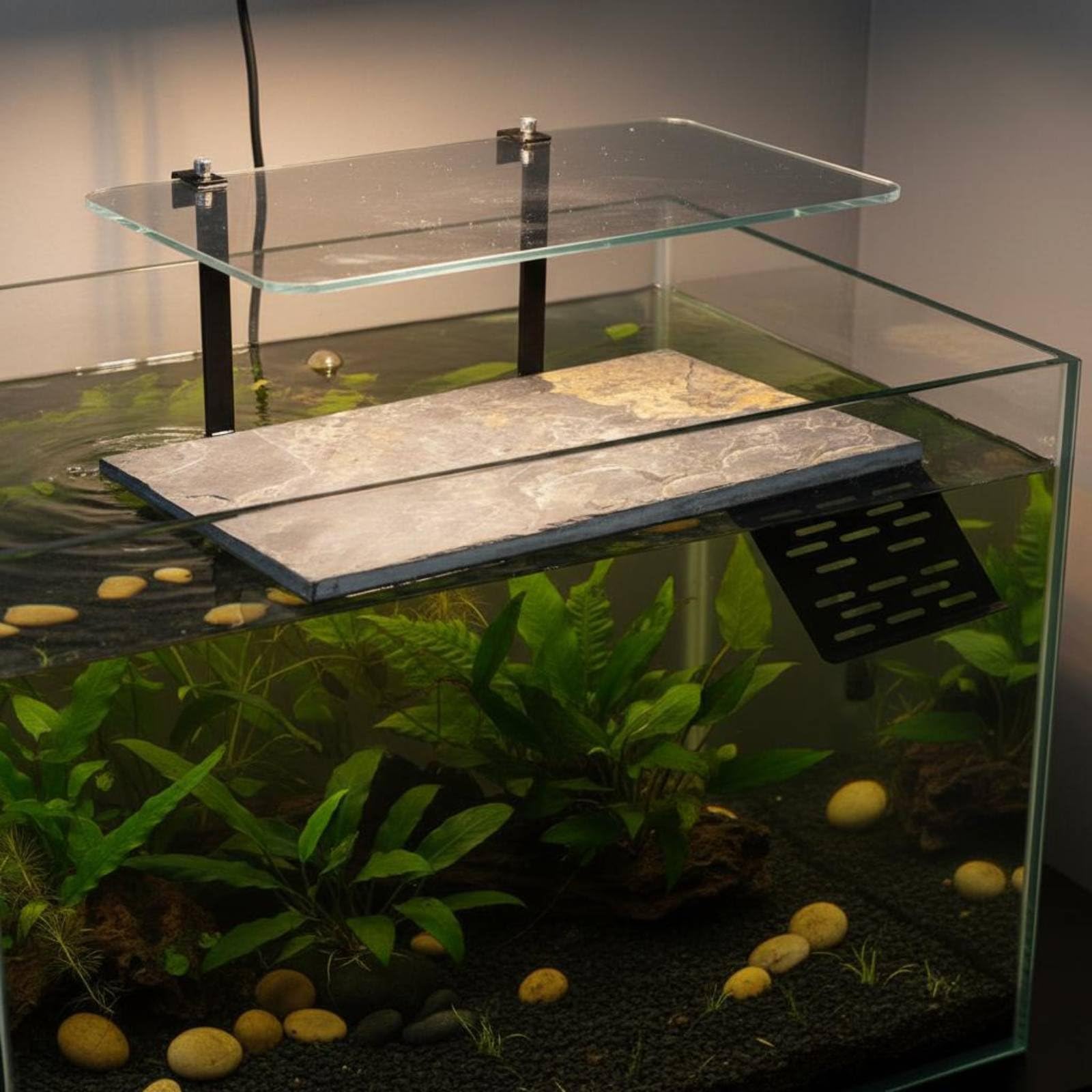 para Tortugas para Acuario Accesorio, Pequeño, con Cubierta Anti-Escape Mejorada