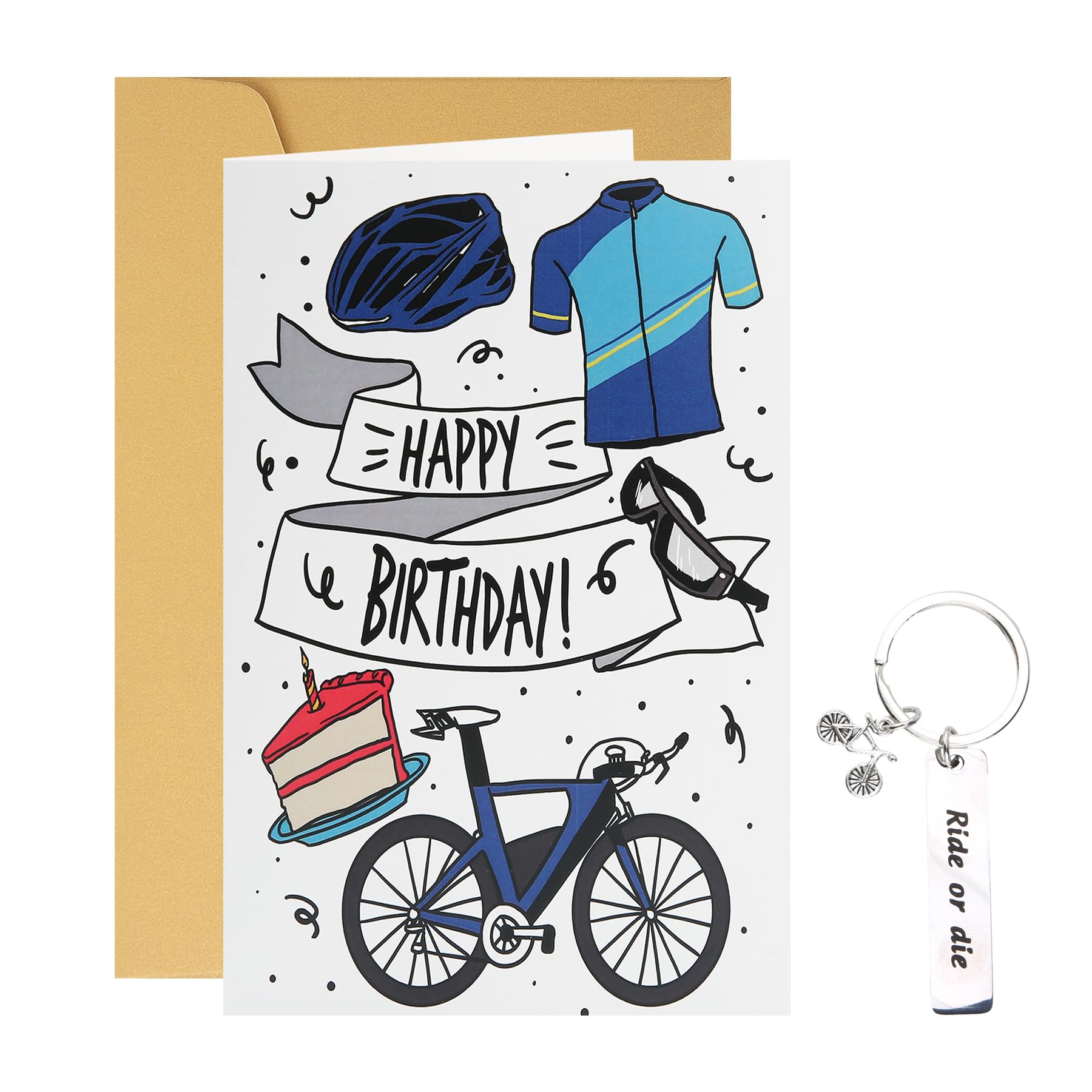 Wasise Cycling Birthday Card - Cyclist Gifts for Men, Funny Birthday Card for Cyclist Dad or Son, Bicycle Cards, Unique Cyclist Gifts for Men, Cyclist Cards for Lovers,Blank Inside, Includes Envelope
