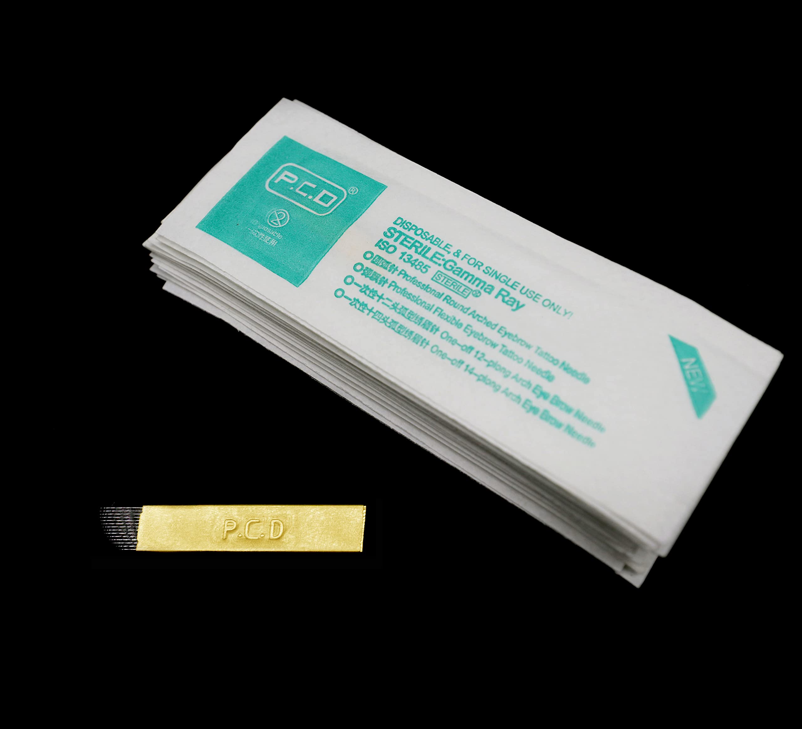 50 Adet Tek Kullanımlık Kaş Mikroblading, Microblading Kalemi, Kaş Microblading, PCD 12 Pin Şekilli Manuel Microblading Aracı (0,25 mm-12P)