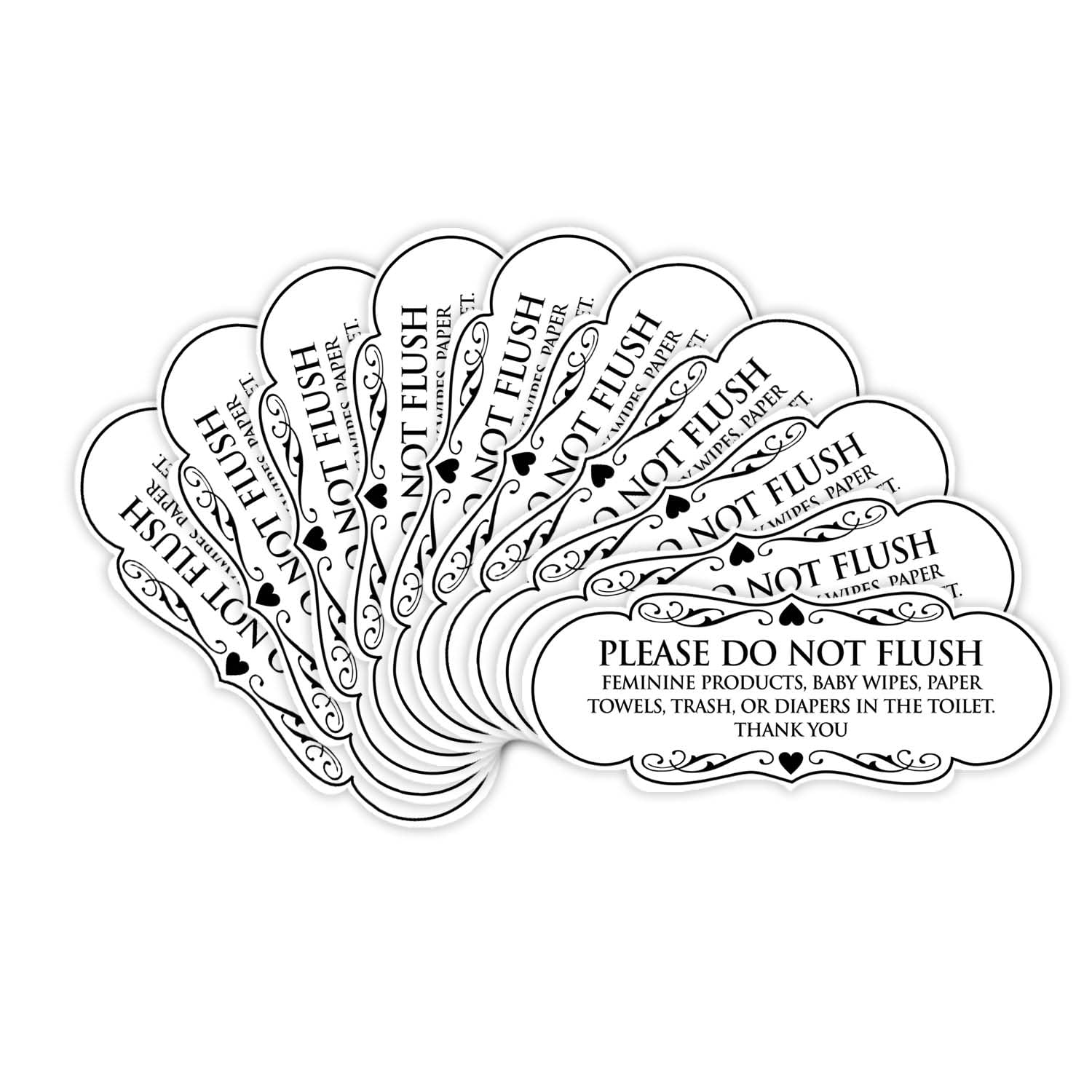 Signs ByLITA Designer Please Do Not Flush Etiqutte Sign(White) - Small 10 Pack
