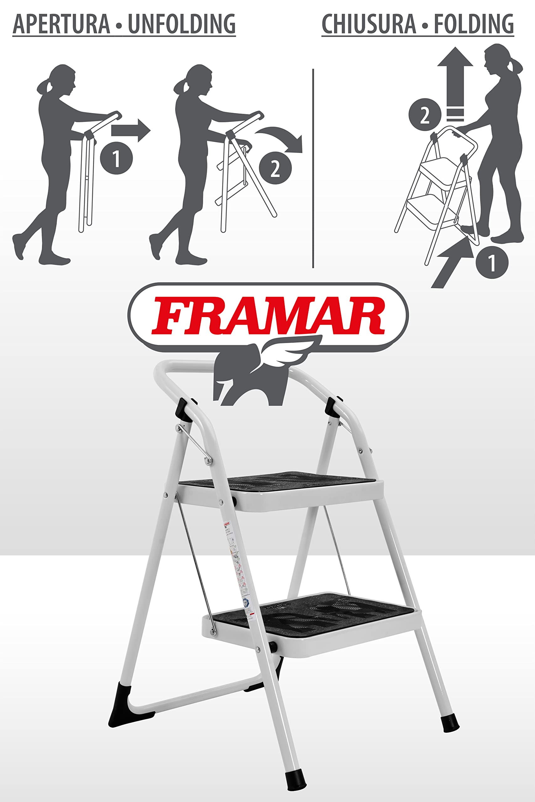 FRAMAR Sgabello Major 2 Gradini in Acciaio - Portata 150 Kg