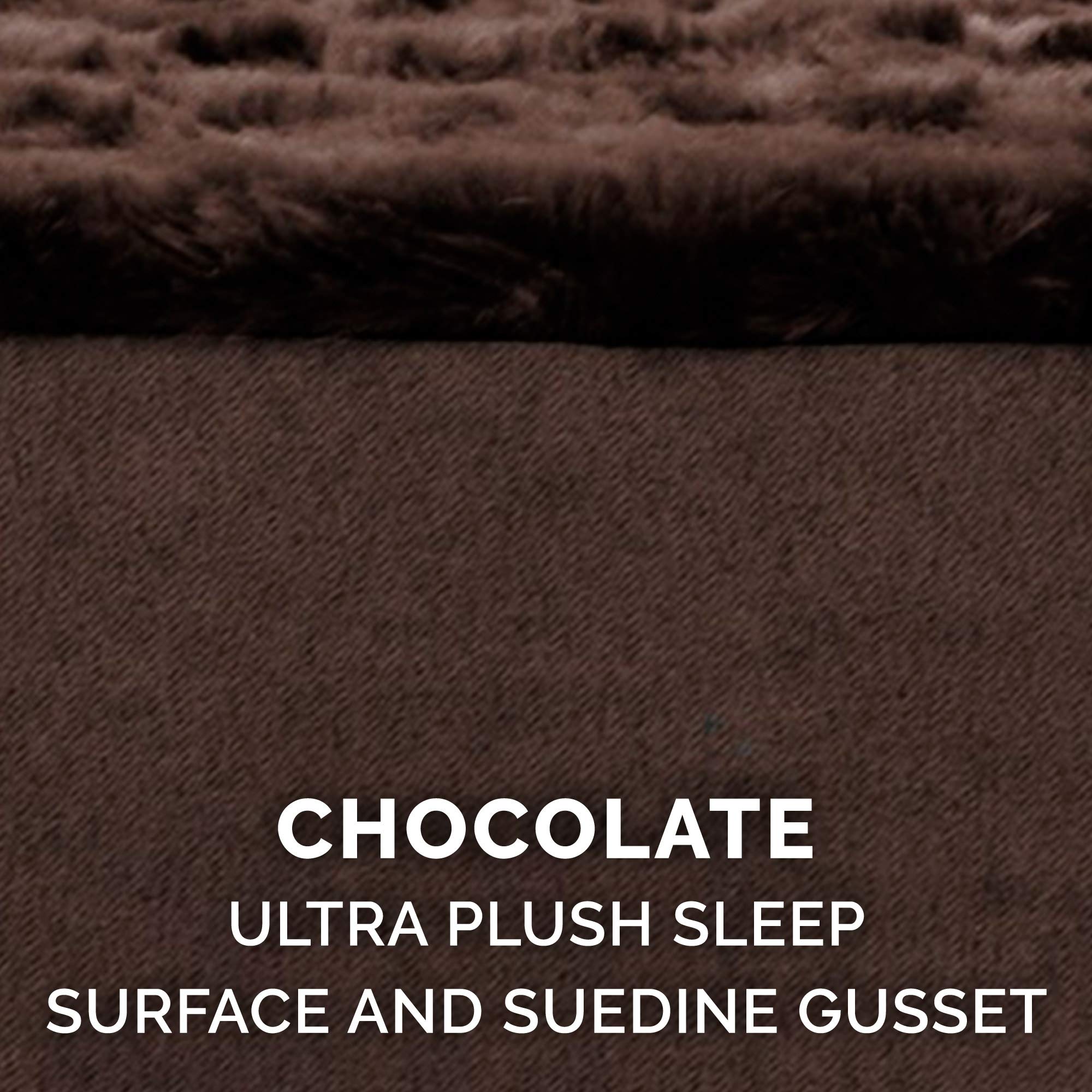 FurHaven Ultra Plush Curly Faux Fur & Suede Mattress Dog Bed Replacement Cover - Chocolate, Jumbo (X-Large) - Image 4