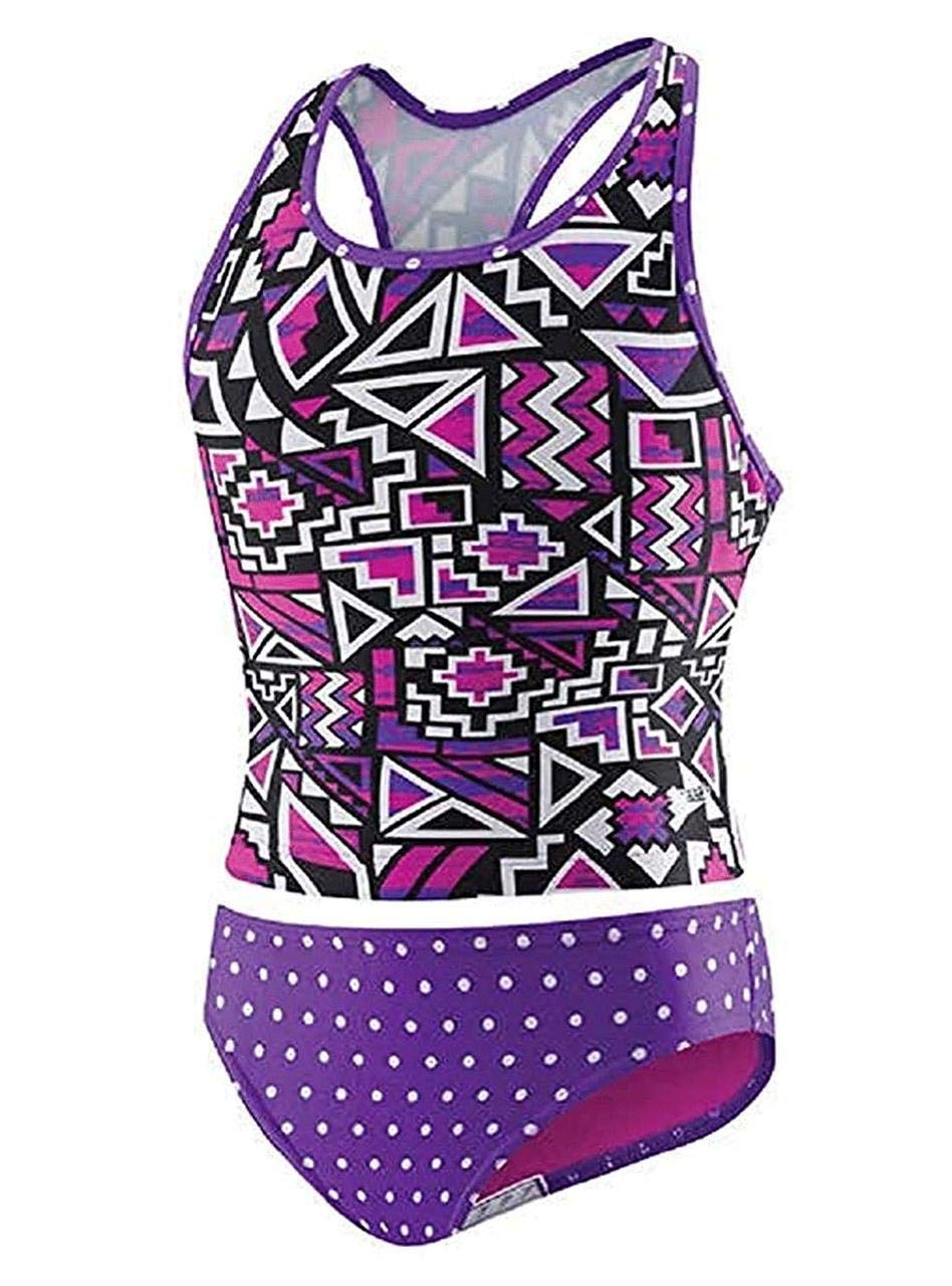 Speedo Girl's Sporty Splice Tankini 2 Piece Swimsuit