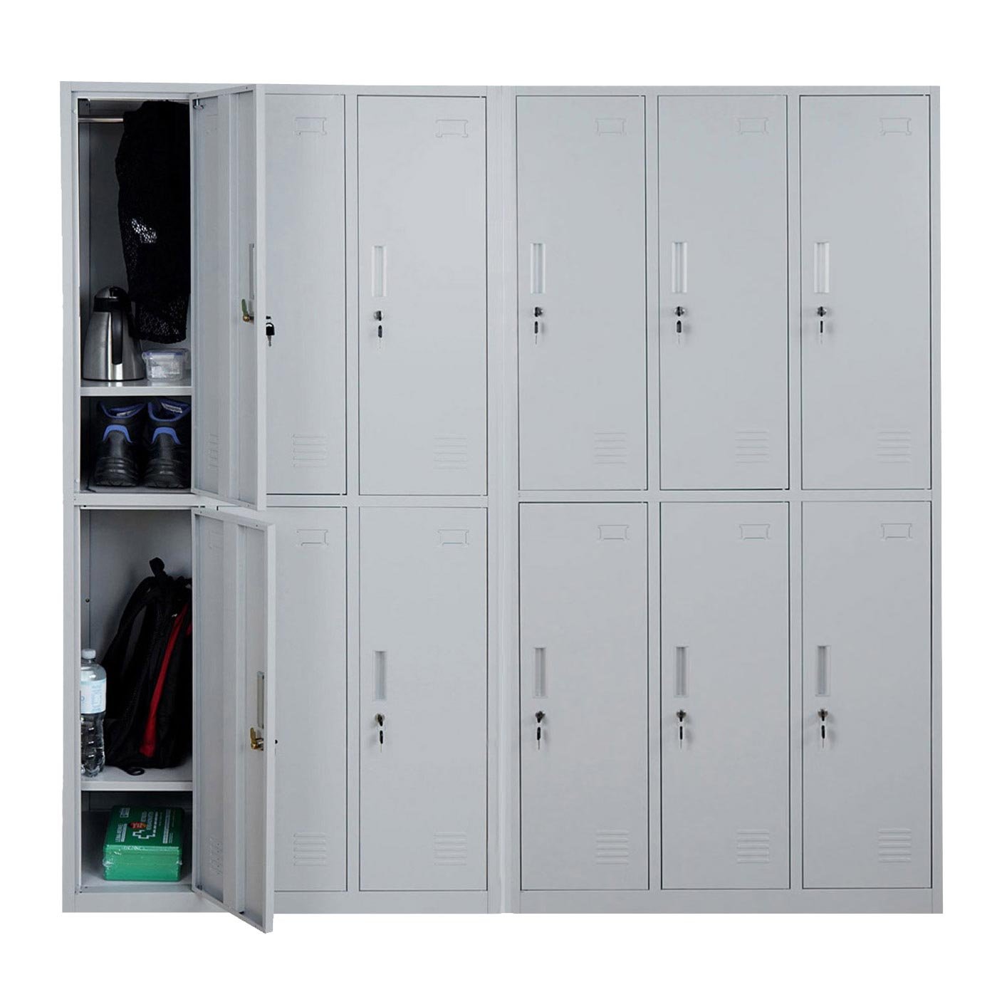 Mendler Schließfach Boston T829, Schließfachschrank Wertfachschrank Spind, Metall 12 Fächer - grau