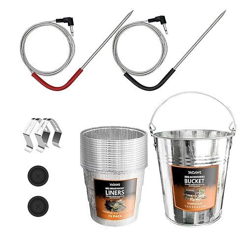 Repuesto para parrillas de pellets Pit Boss y accesorios para ahumadores, paquete de 2 unidades de carne y 15 bolsas de grasa con 1 cubo de goteo