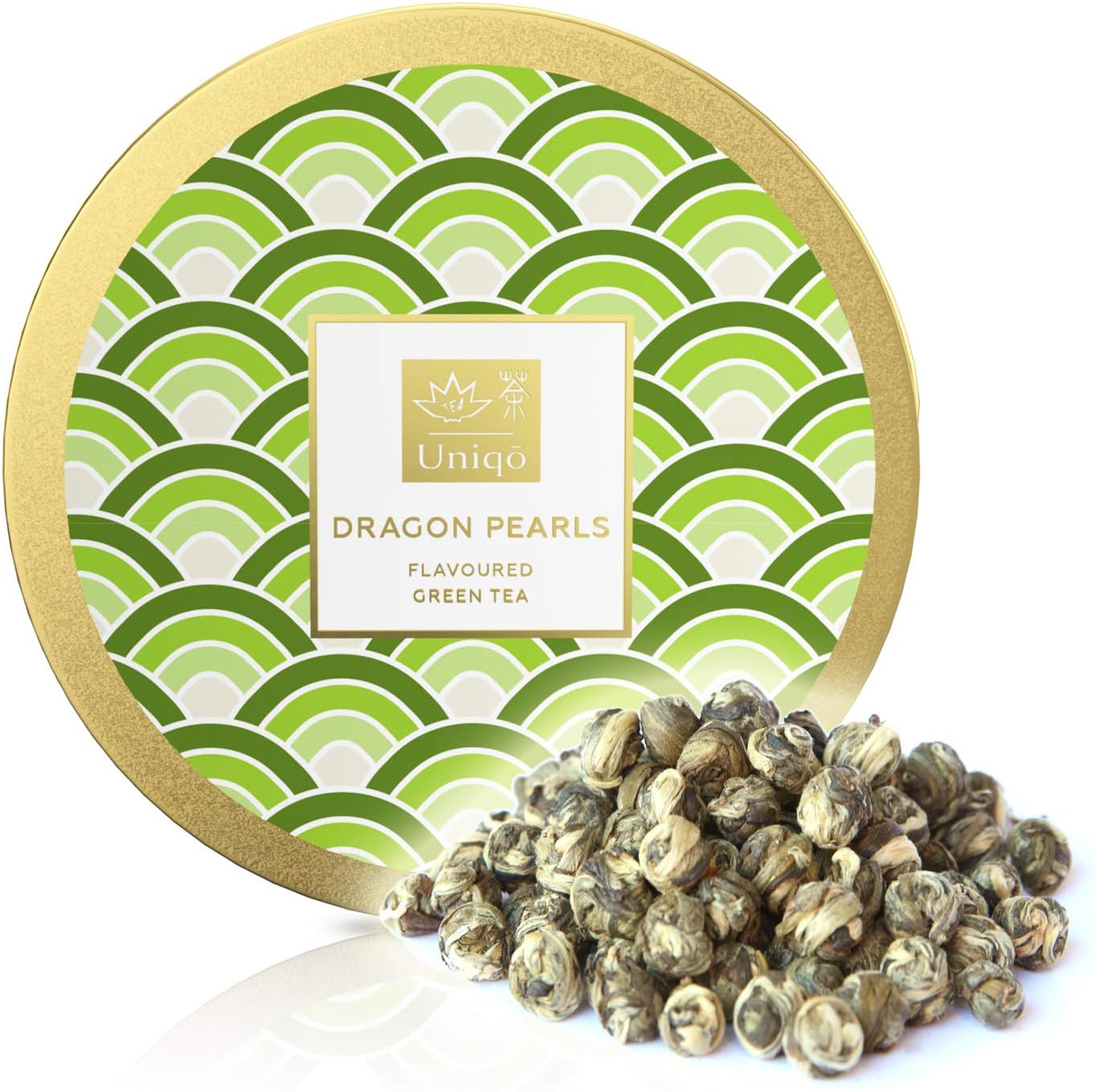 Tea Uniqo жасминовый чай Dragon Pearls подарок для любителей чая Жасминовая жемчужина дракона натурально ароматизированный зеленый чай на развес в элегантной подарочной банке без глютена веганский без