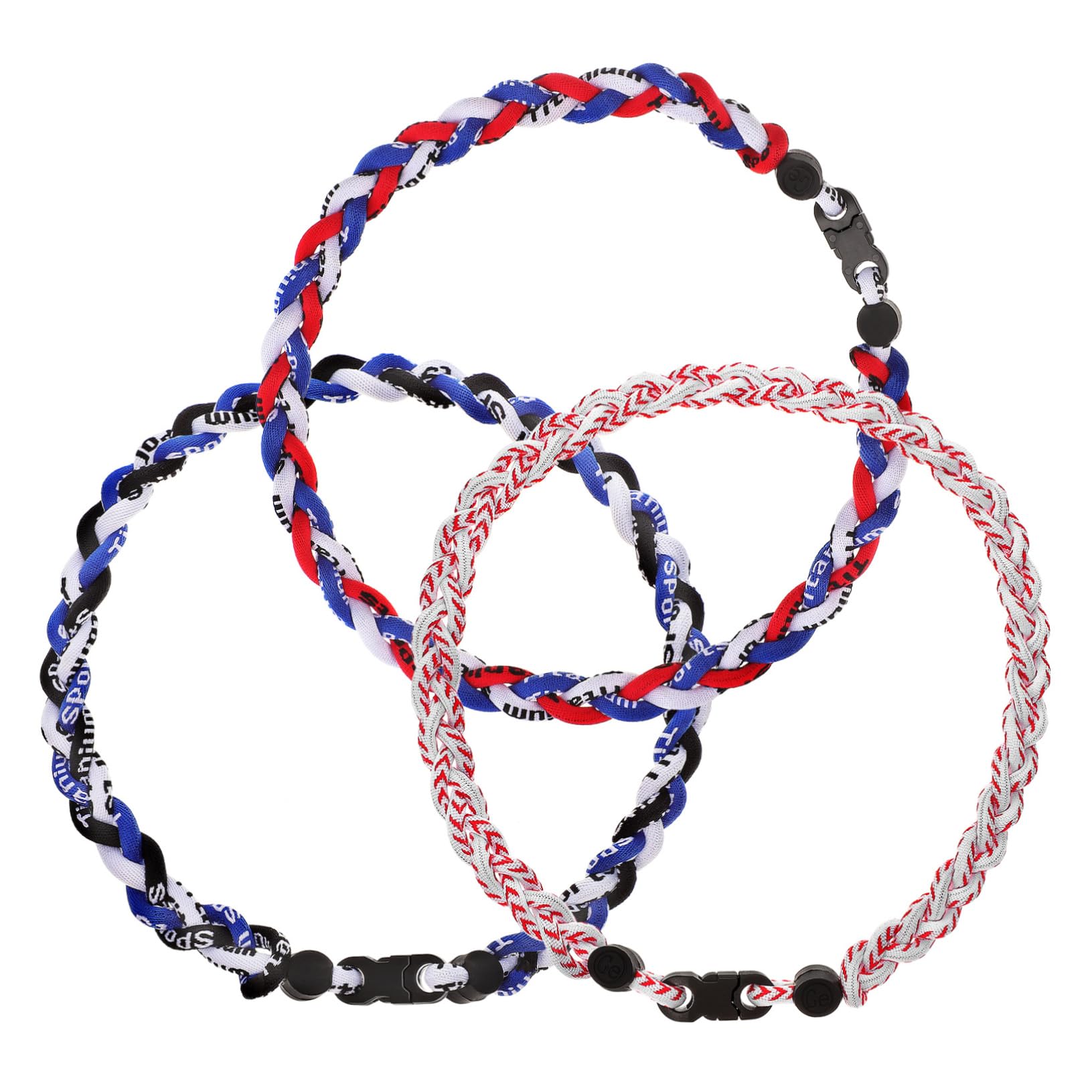 Collier Accessoires Sportifs Baseball Corde en Tressé pour Hommes 3 Pièces