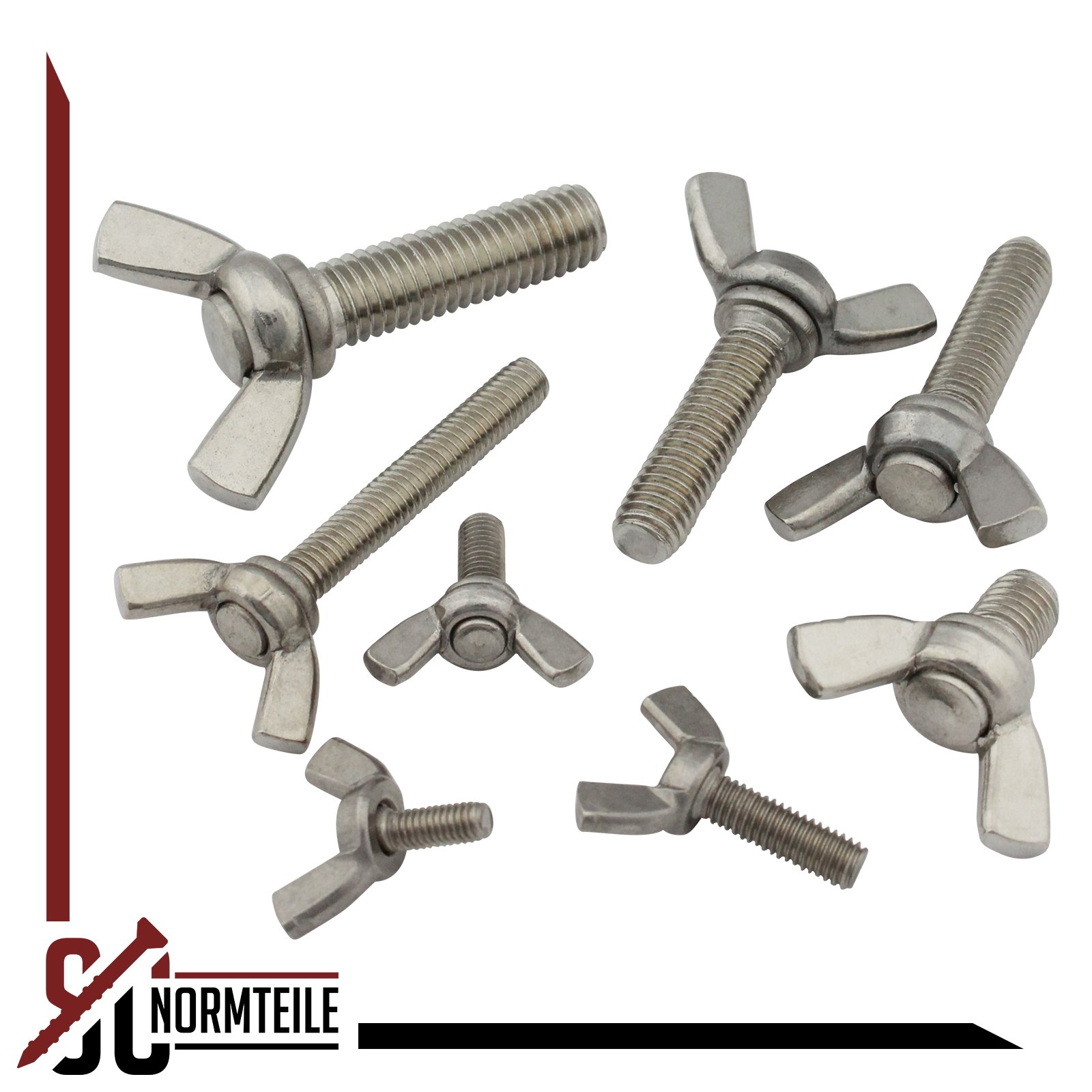 Flügelschrauben, amerik. Form (kantig) - M8x30 - (100 Stück) - ähnl. DIN 316 AF - Edelstahl A2 V2A - SC316 | SC-Normteile®