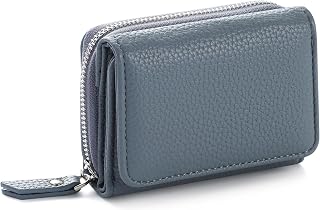 Wallet Ladies Small Leather Small Wallet Ladies Mini Zipper Coin Slot Card Slot, Denim Blue, 10 x 3 x 3.5 cm, Classic