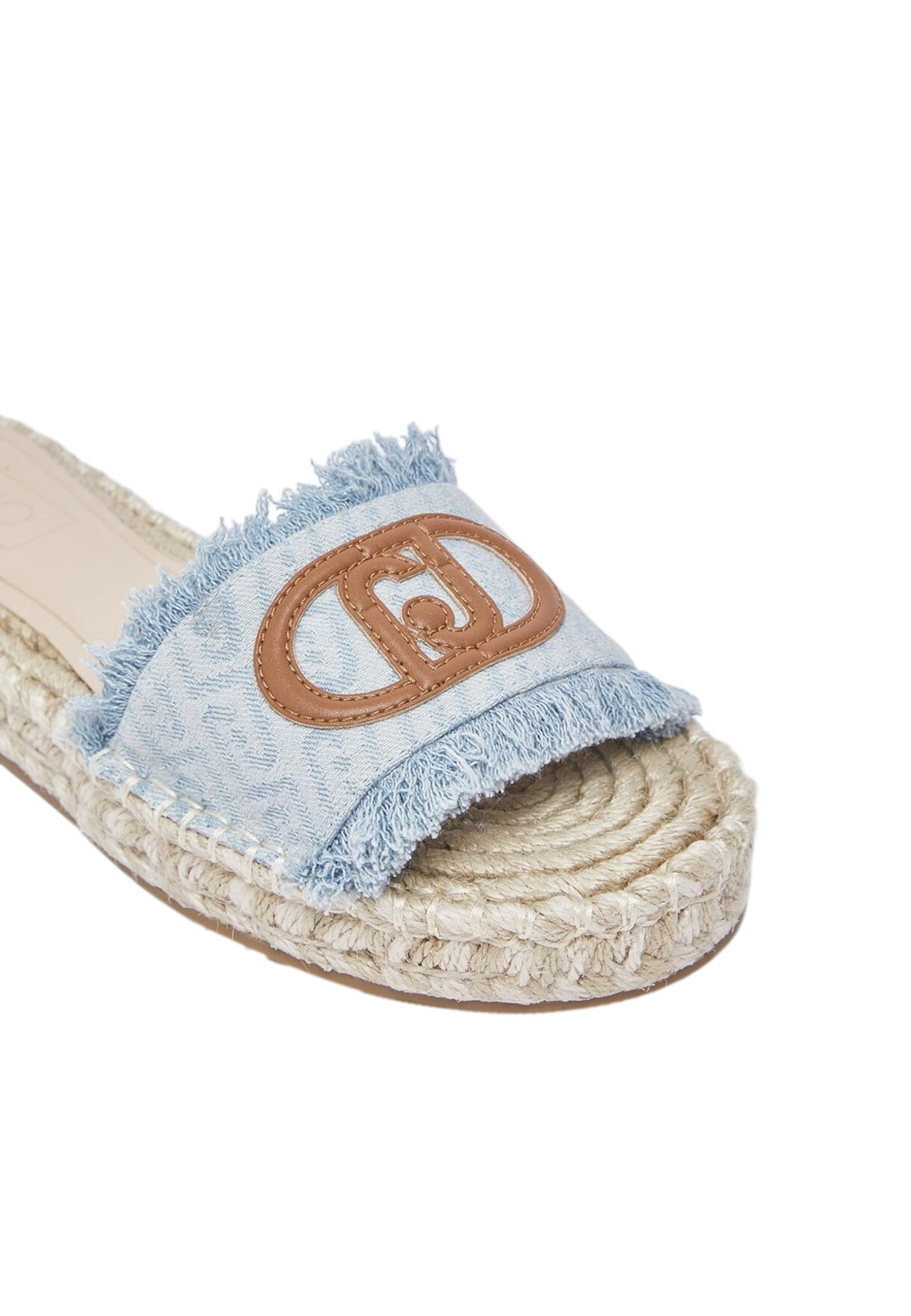 Liu Jo Ciabatte Espadrillas Denim Azzurro con Logo, Suola in Corda Intrecciata, Stile Contemporaneo Casual Tg-39