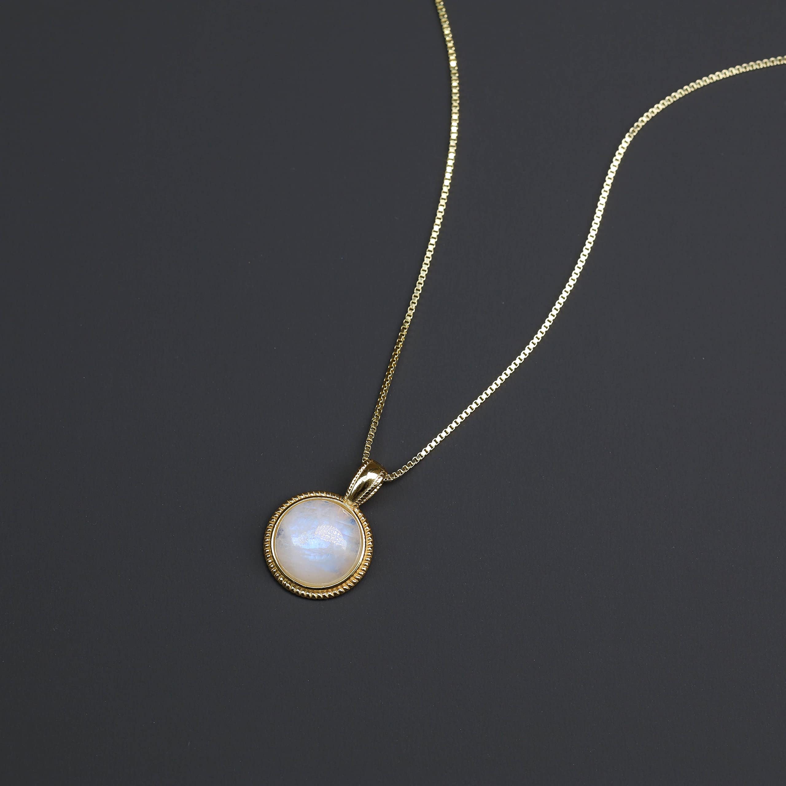 COAI Collana da Donna in Argento Placcato Oro con Ciondolo Circolare in Pietre Naturali