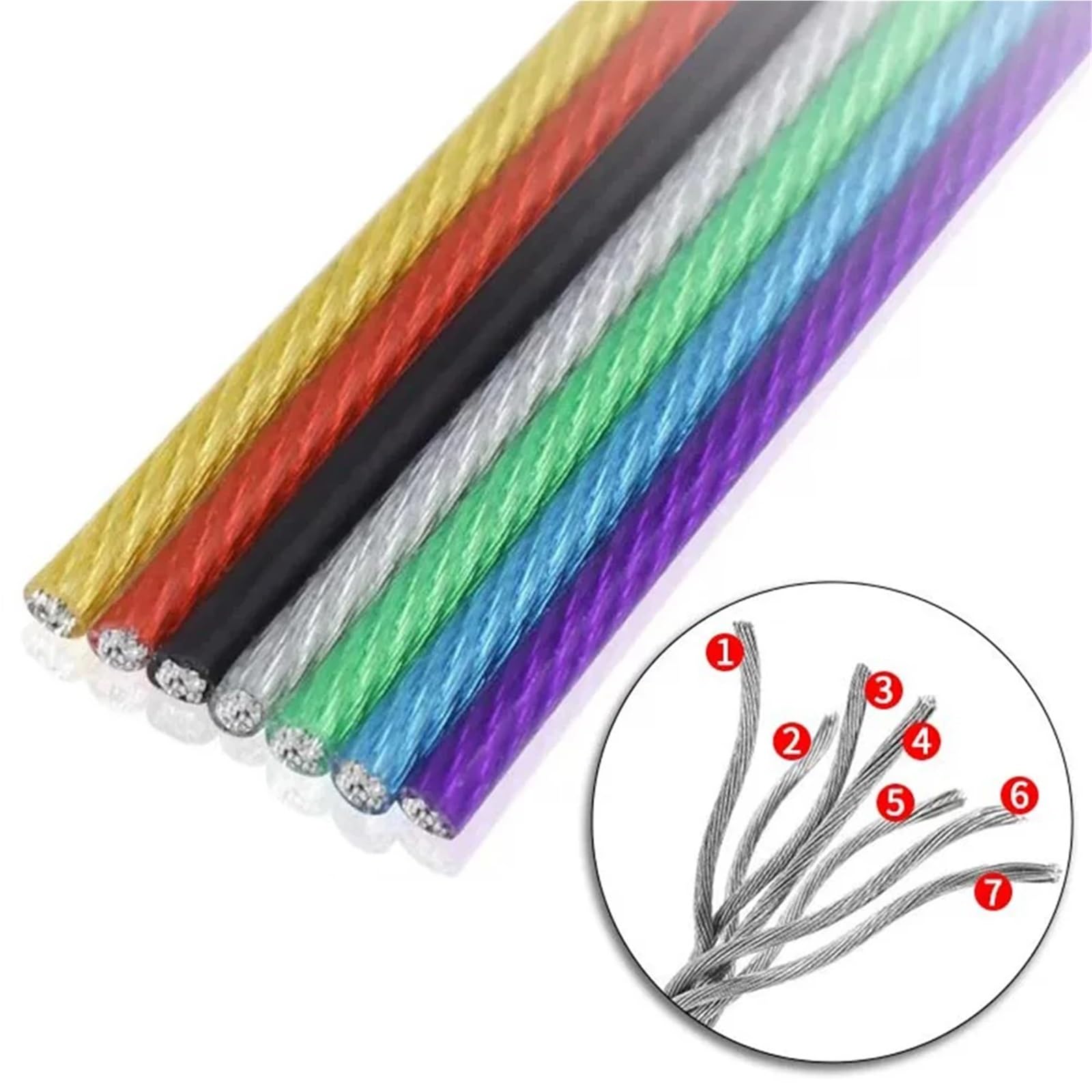 Alambre De Acero Plastificado Cable de acero recubierto PVC color 3,0 mm, cable negro, accesorios colgantes verdes