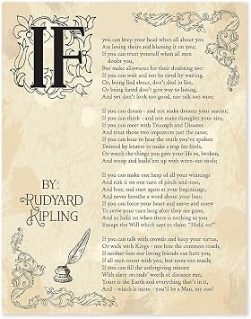 Rudyard Kipling "If" Poem 11x14 Unframed Poster Classic Typography Poetry Wall Art, Inspirational Literary Quote Wall Decor, Vintage Motivational Print for Home, Office, Library Words of Wisdom