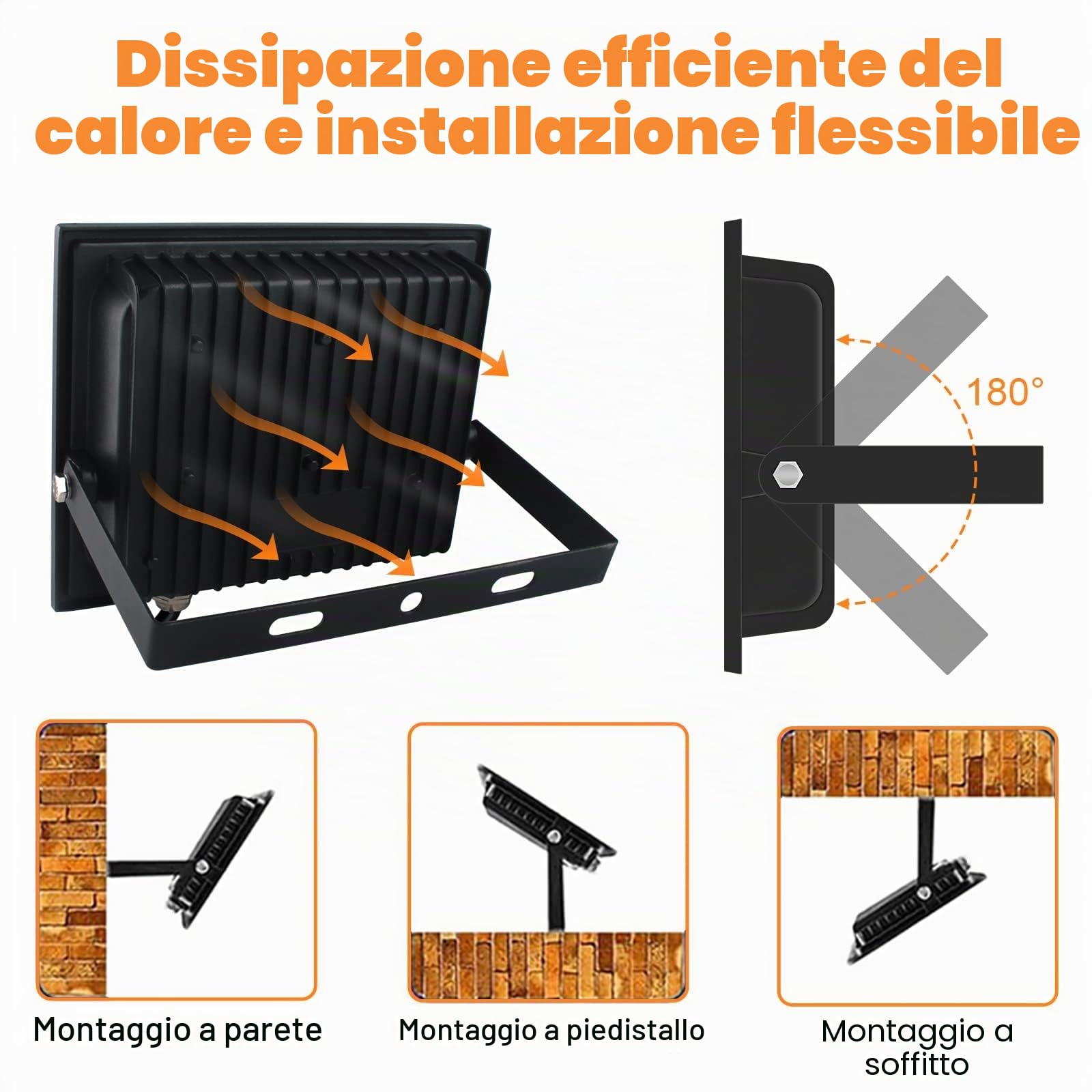 Faretto LED da Esterno 100W, 2 Pezzi 10000LM Faro LED con Spina, Proiettori Led Esterno Impermeabile IP66, Bianco Freddo 6500k Fari di Sicurezza Per Giardino Cortile Corridoio Garage