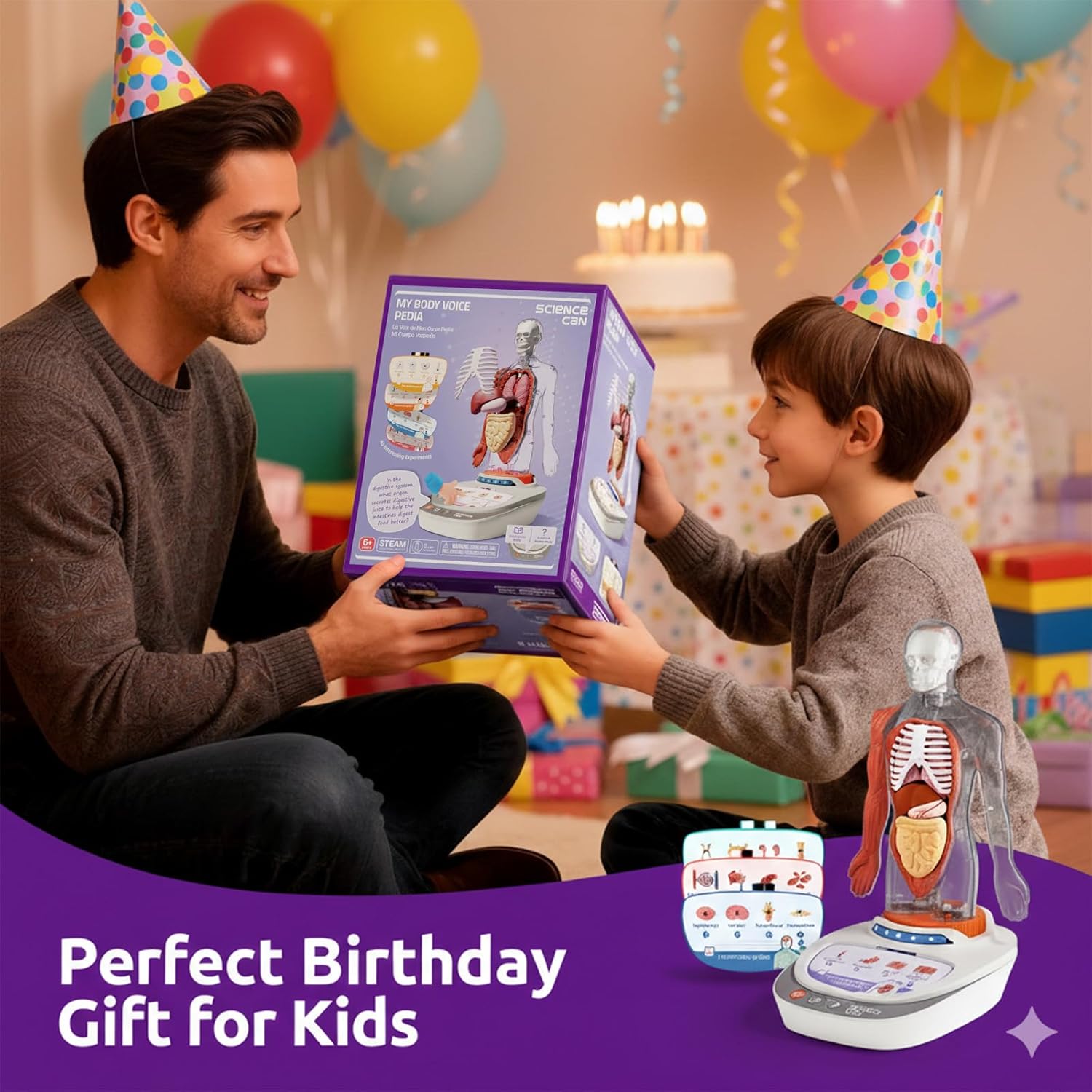 Science Can Human Body Model for Kids, Interactive Human Anatomy Talking Model - 11 Inch Realistic Anatomical Assembly Kit, 15PCS Removable Parts & Guide, Educational STEM Toys Gifts for Kids Aged 6+ - Image 7