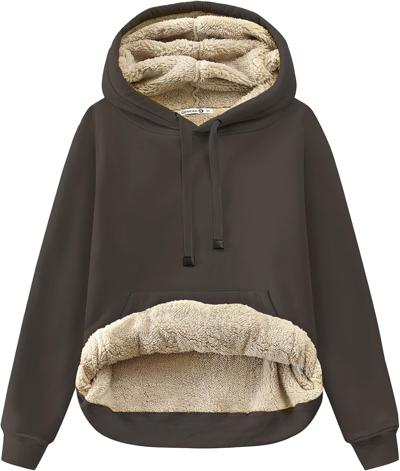 Gesean Women's Sherpa Lined Cotton Pullover Sweatshirts Fleece Hoodies Kangaroo Hooded Pocket for Women