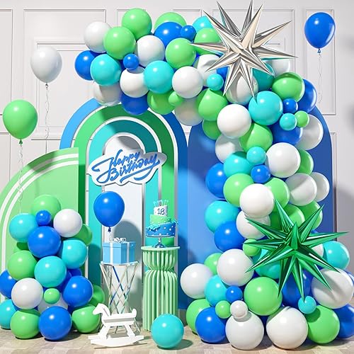 Vista 15 de Kit de arco de globos rosa, morado y azul, guirnalda de globos rosa morado con globos de látex rosa, azul, morado, blanco, globos de papel