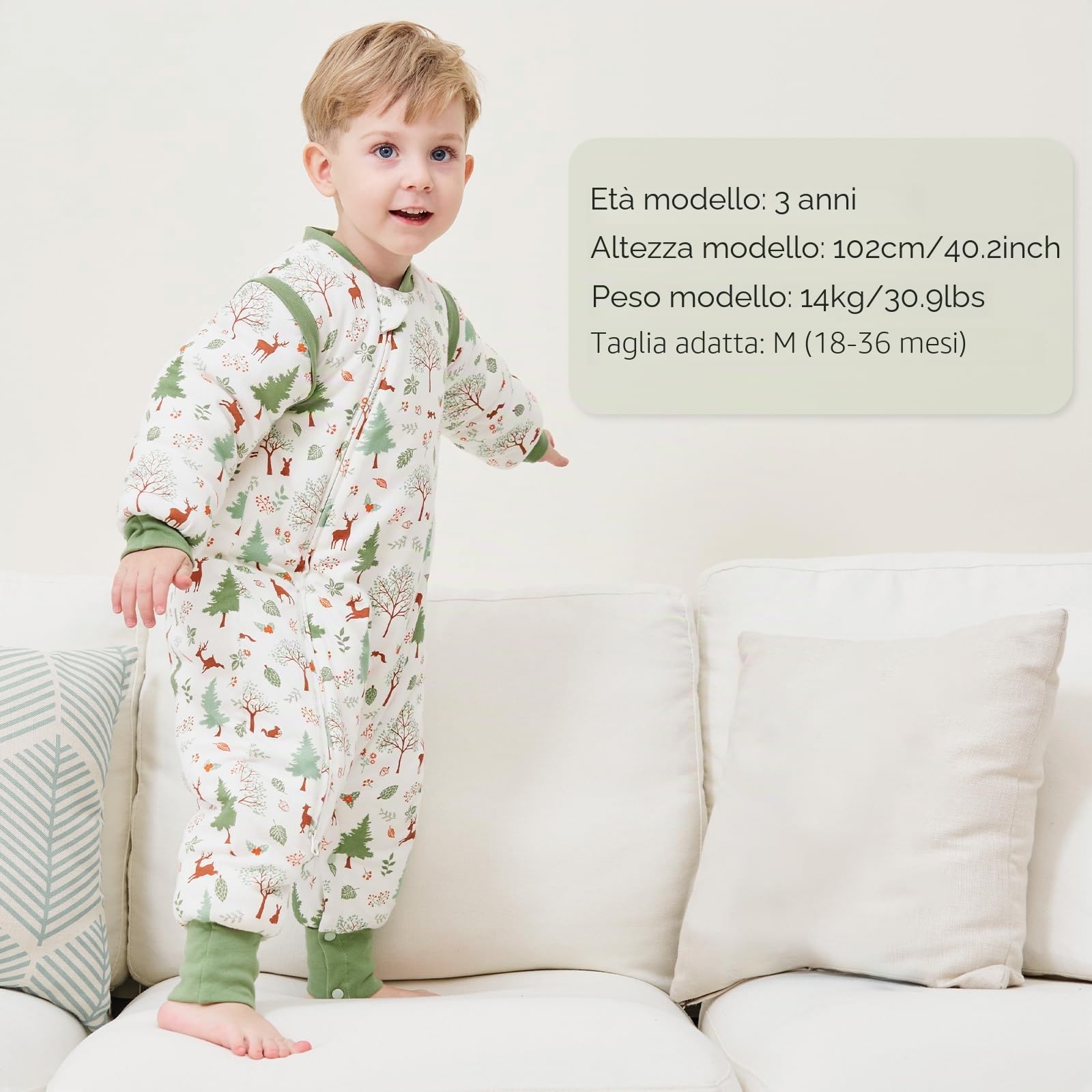 Looxii Bambino Sacco Nanna con Piedini Invernale Cotone 3.0 TOG Caldo Sacco a Pelo con gambe per Bambini Morbido Sacchi Nanna Perfetto per Neonati in 6-18 Mesi 70cm