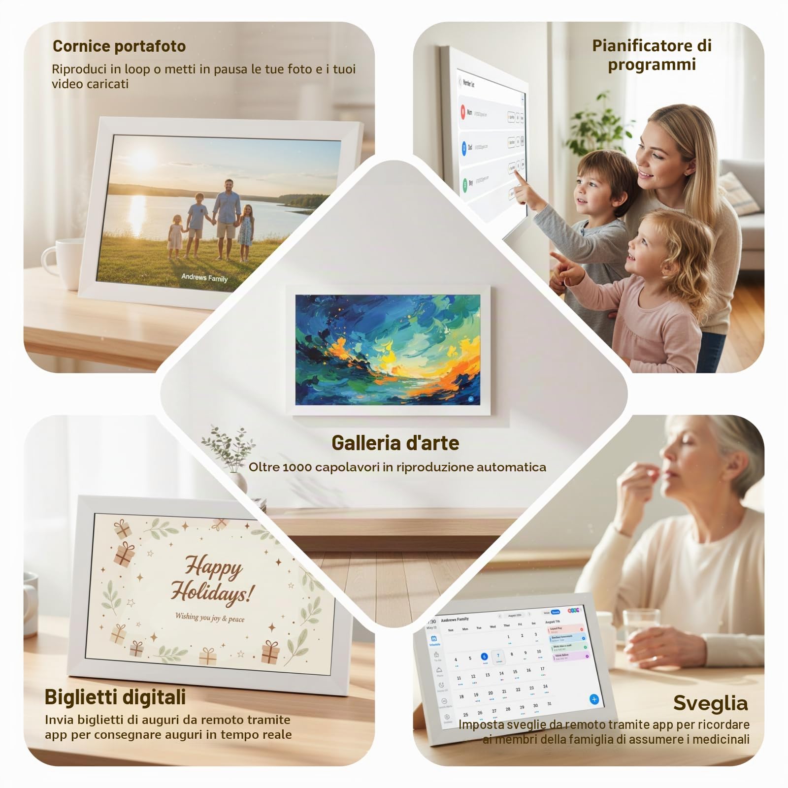 Gugxiom Calendario digitale 2026, calendario elettronico da 15,6 pollici e grafico delle faccende, touchscreen Smart Family Planner da parete per l'organizzazione della casa, pianificazione
