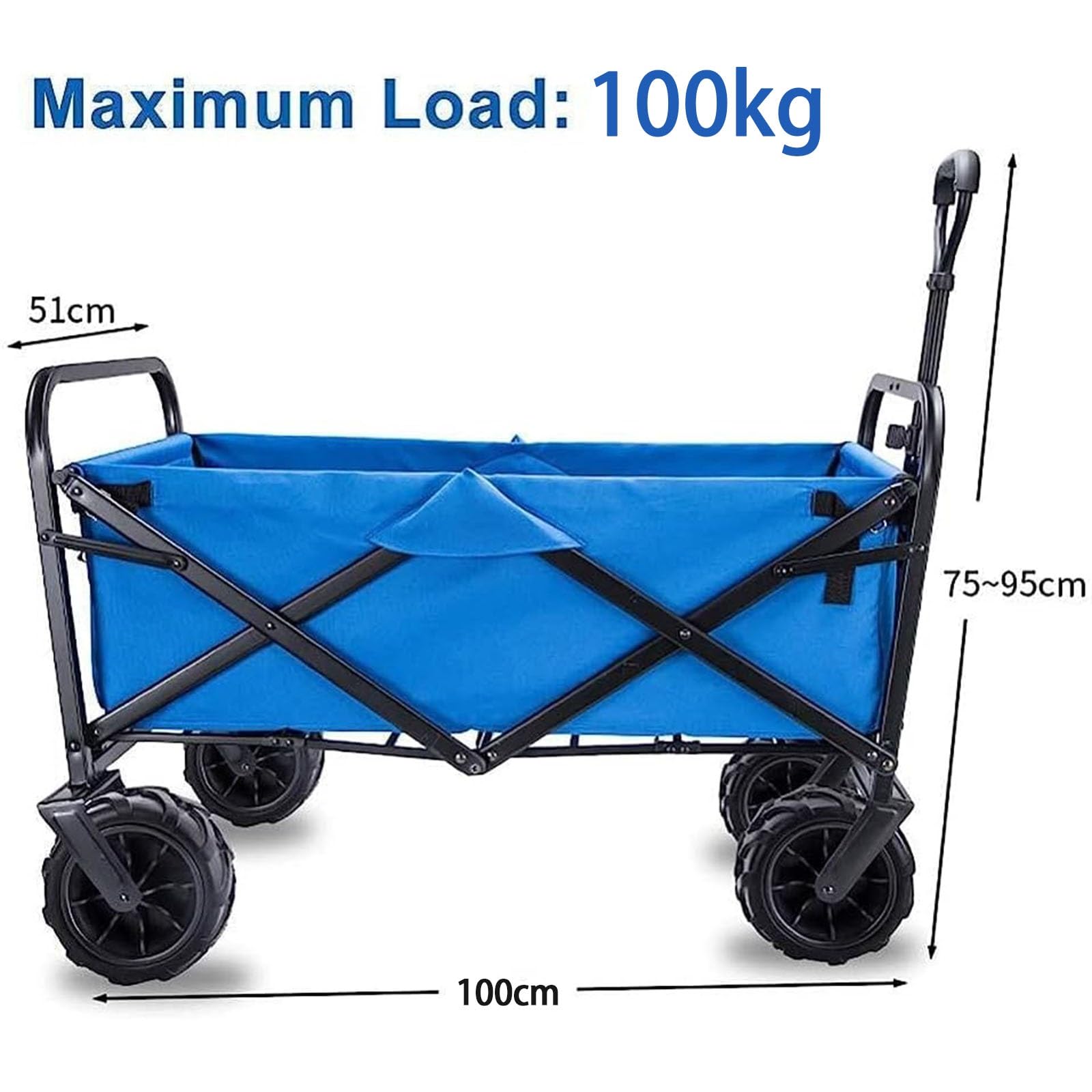 Carrello da Giardino carretto Trasporto Portata 100 kg Giardino con telone Rimovibile Pneumatici per Attrezzature Mano Versatile Adatto per la Spesa all'aperto Viaggi Campeggio(B)
