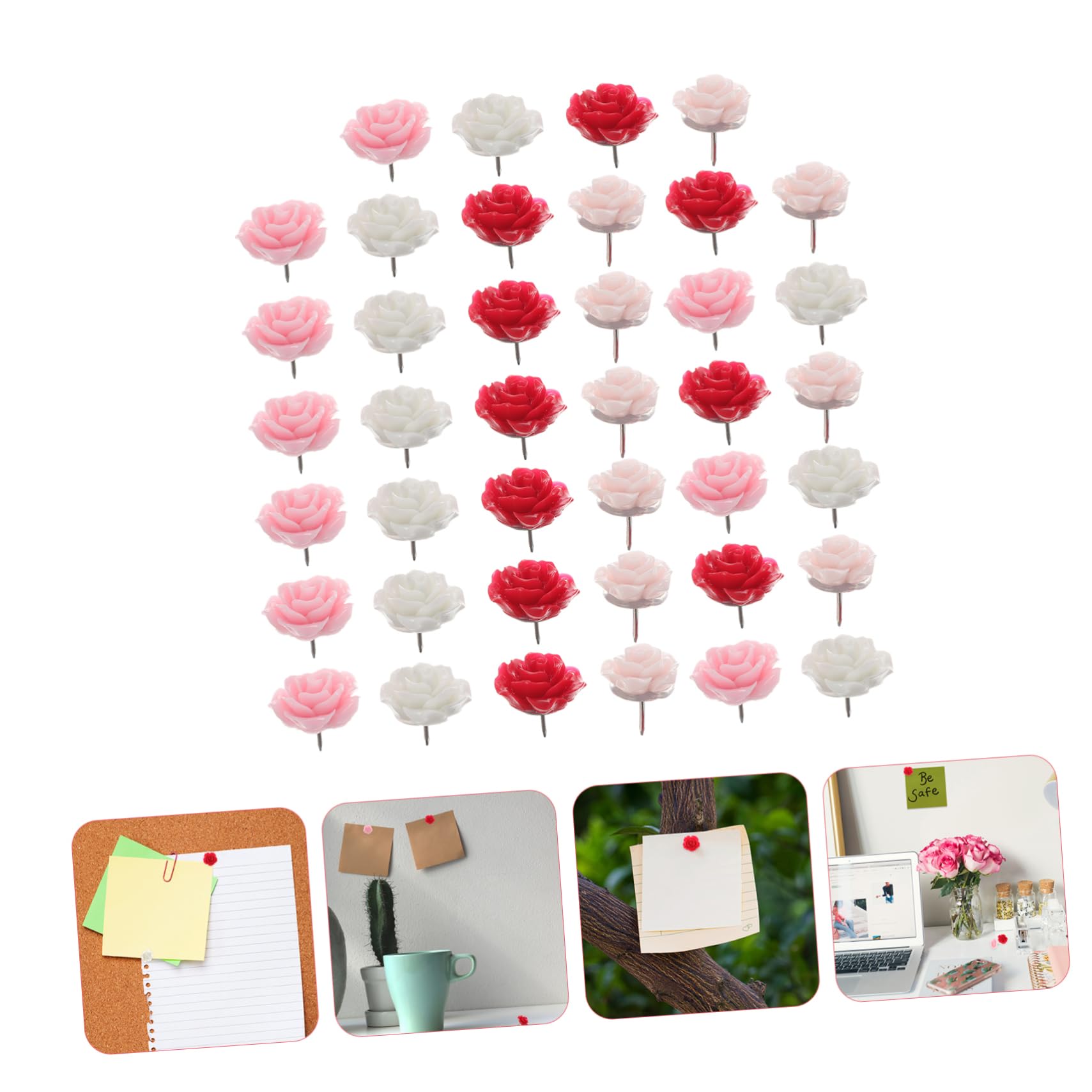 ifundom 120 STK Blumenstift Magnetische Pinnwand Die Büroeinrichtung Bürodekoration Rosa Reißnägel Rosa Bürodekor Reißzwecke Reißzwecke Harz Rose Bürobedarf Reisen