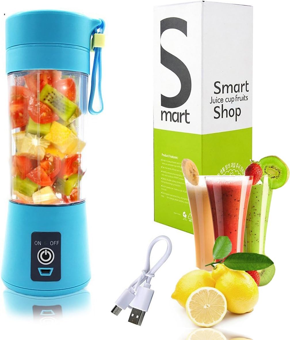 USB Juicer Cup, Blue Portable Juicer Blender 400ml Extractor, Bonus a Fruit Knife