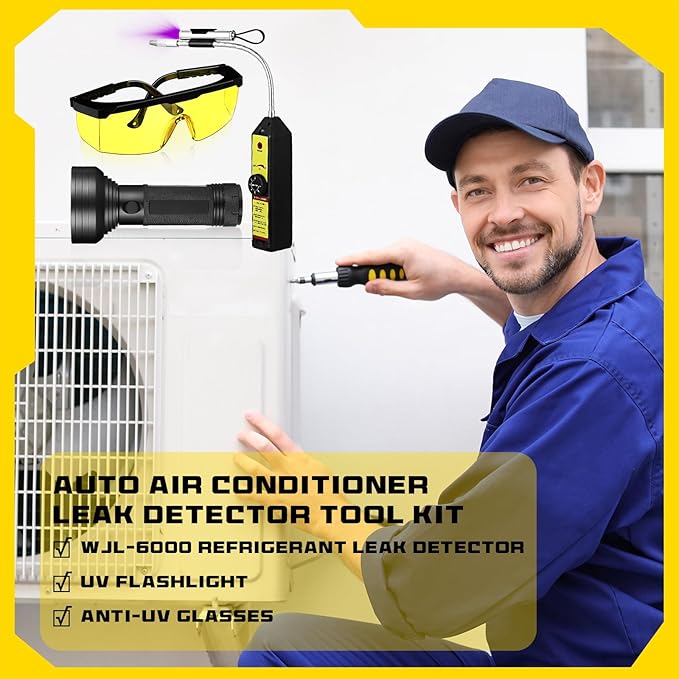 Kit Detector de Fugas de Refrigerante con Linterna UV 68 LED y Gafas Amarillas miniatura 7