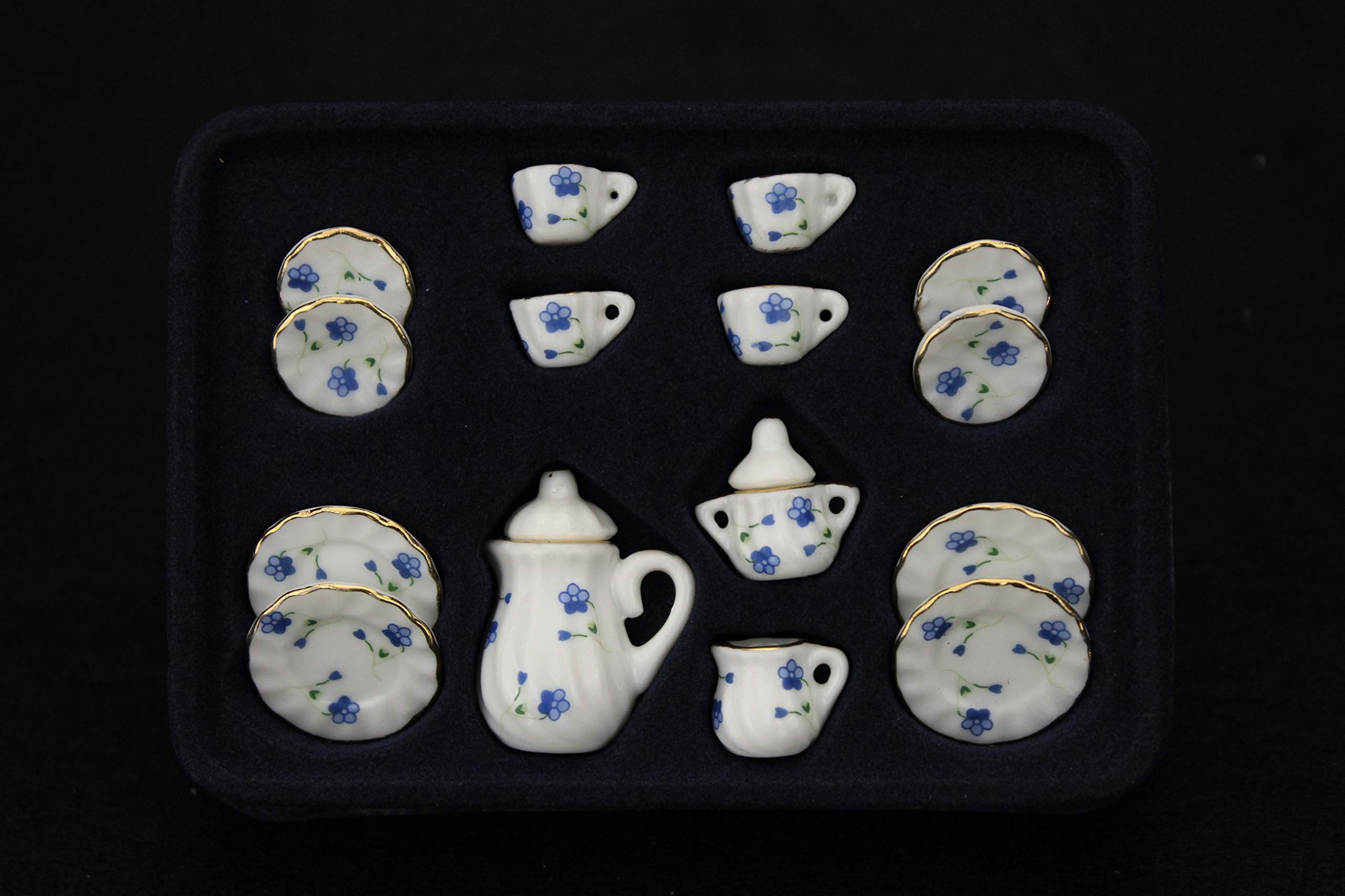 SXFSE Dollhouse Decoration Accessories, 1:12 Dollhouse Miniature Scene Model 15 PCS Porcelain Teacup and Saucer Set (L, 15 Pcs)