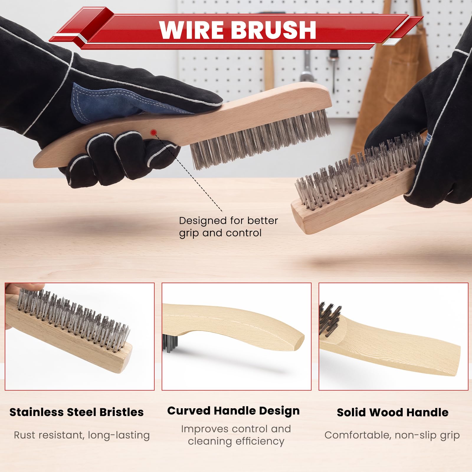Bestarc Welding Hammer & Brush Set - Slag Removal -4