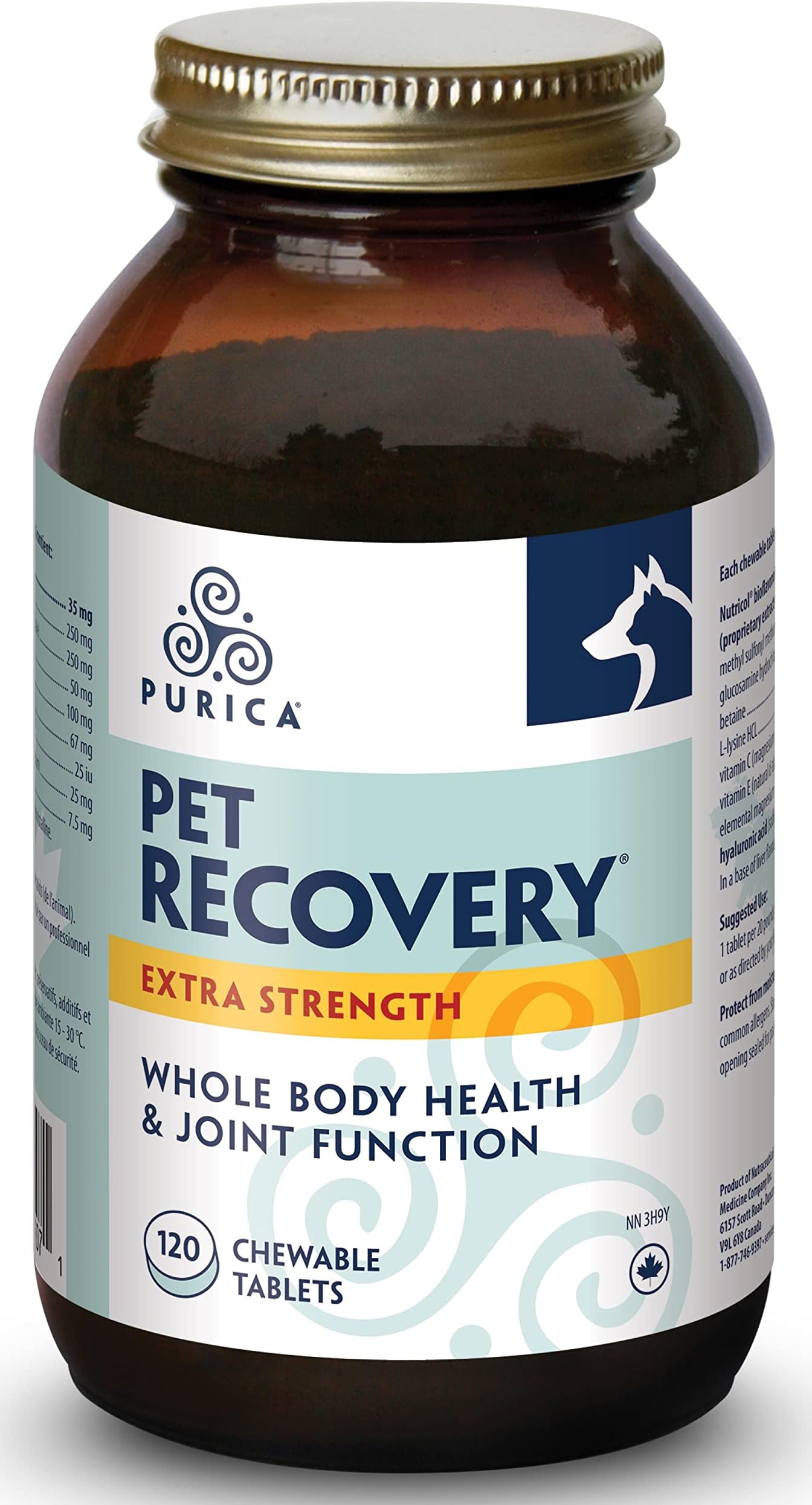 PURICARecovery Extra Strength Dog Supplement - Supports Hip and Joint Health for All Breeds - Contains Nutricol, Hyaluronic Acid, EGCG, Resveratrol - Aims to Enhance Canine Endurance and Flexibility