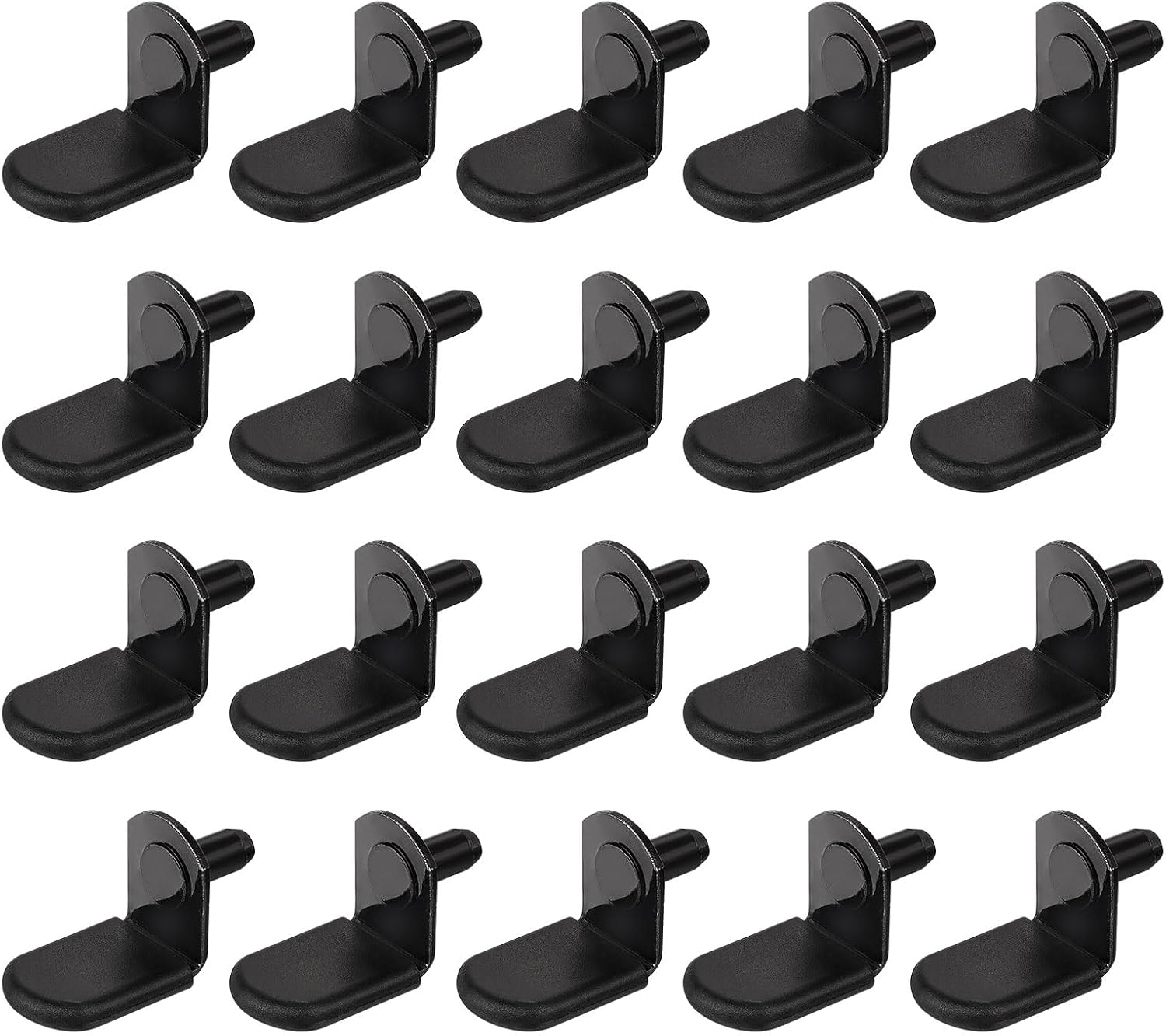 uxcell Shelf Support Pegs, 50pcs 5mm(1/5") L-Shaped Support Bracket Pegs Shelf Pin with Rubber Sleeve for Furniture Shelves Supplies, Black