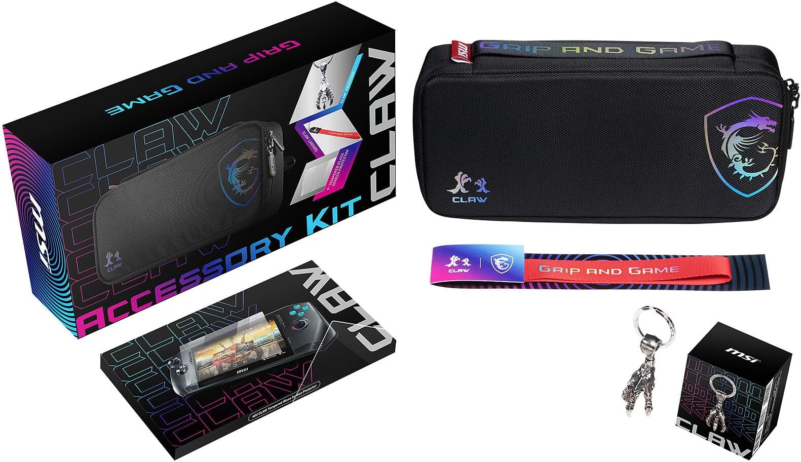 Claw A1M Accessory Kit - Includes: Travel Case+MSI Claw Lanyard+MSI Claw Keychain+MSI Claw Screen Protector - 957-1T4111E-001