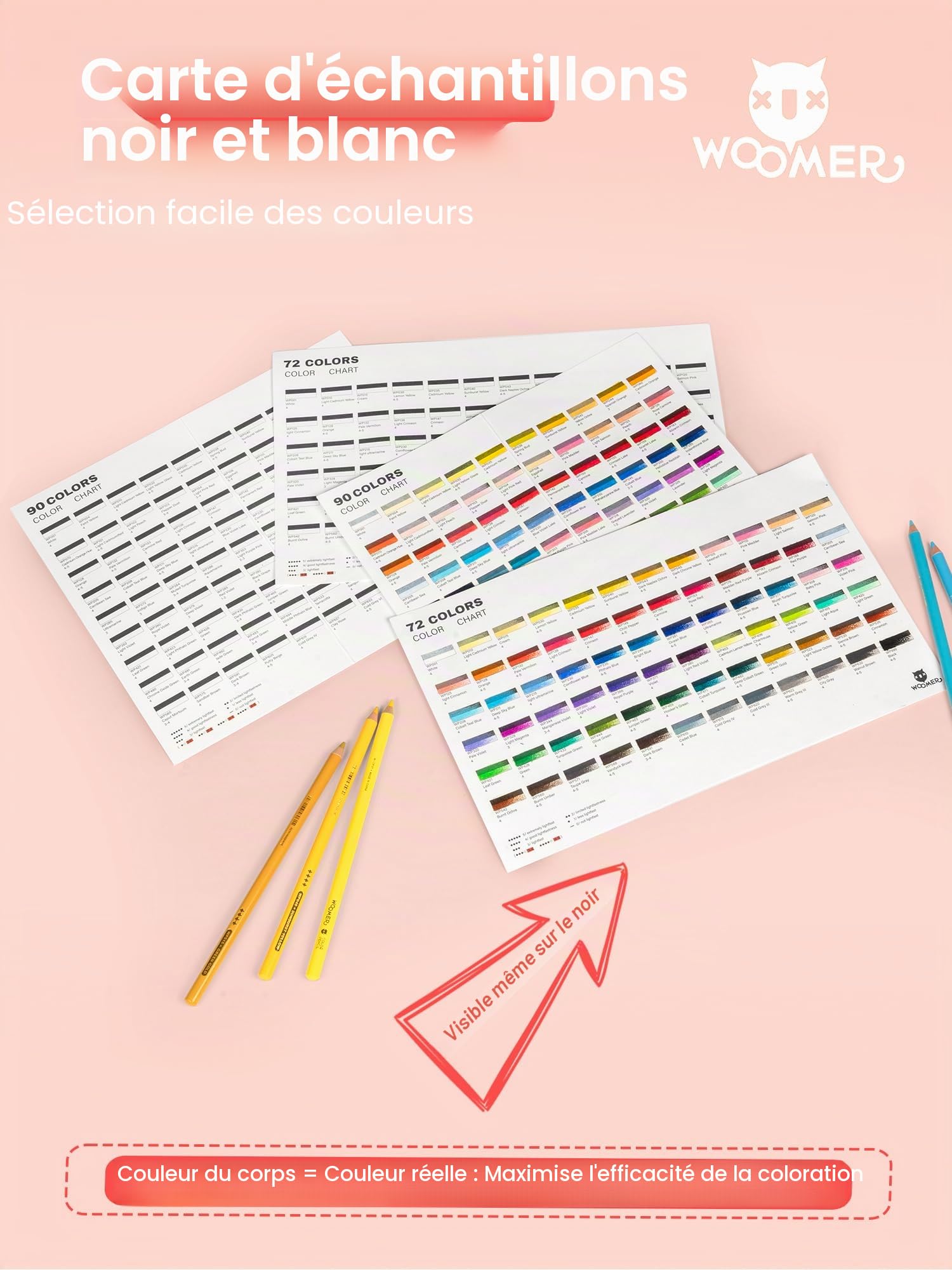 Woomer Crayons de couleur de qualité supérieure pour artistes – 133 couleurs (162 crayons) avec 20 papiers résistants à l'usure, noyau doux et crémeux de 3,8 mm pour galeries d'art, studios et mélange