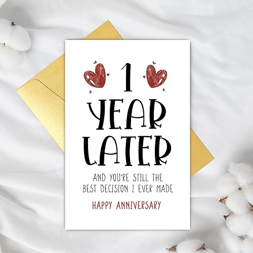 Miniatura 5 de Supoeguk Tarjeta de feliz año para novia, novio, tarjeta de primer aniversario para él y ella, divertida tarjeta de primer aniversario de boda para