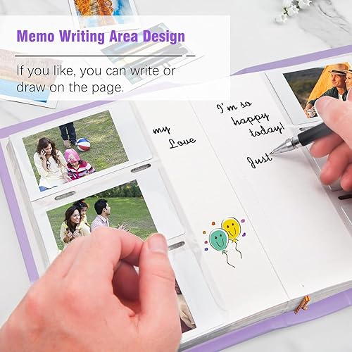 Miniatura 3 de Álbum de fotos para cámara Fujifilm Instax Mini, 180 bolsillos, álbum de fotos con espacio de escritura para Polaroid, cubierta de cuero, álbum de