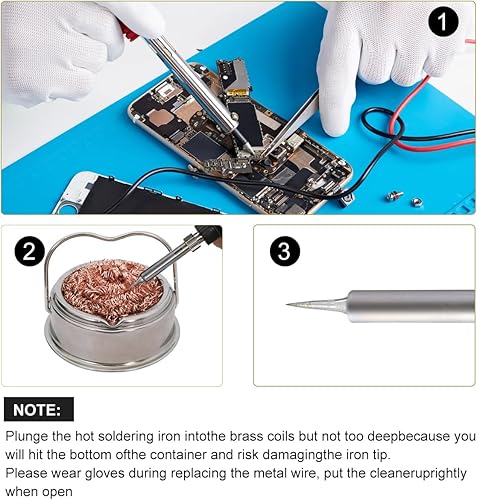 Miniatura 16 de Limpiador de puntas de soldador de soldadura, punta de soldadura con esponja de alambre de latón de limpieza, con soporte de soporte negro, no Negro